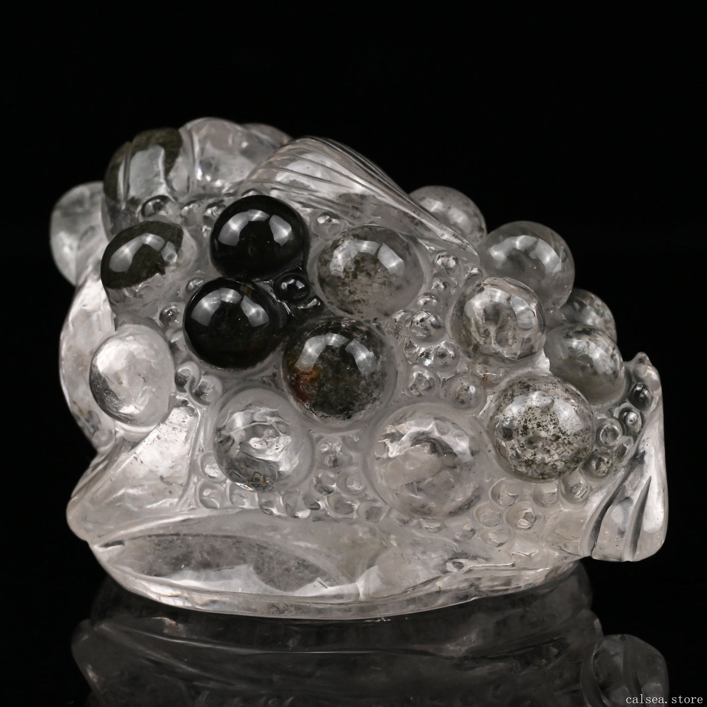 Gradenquartz,Lodalite Money Toad Sculpture Crystal Healing Hand Carved