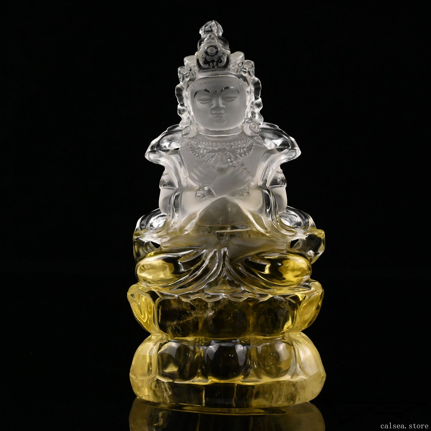 Brazil Citrine Avalokiteśvara Sculpture Hand Carved Crystal Healing