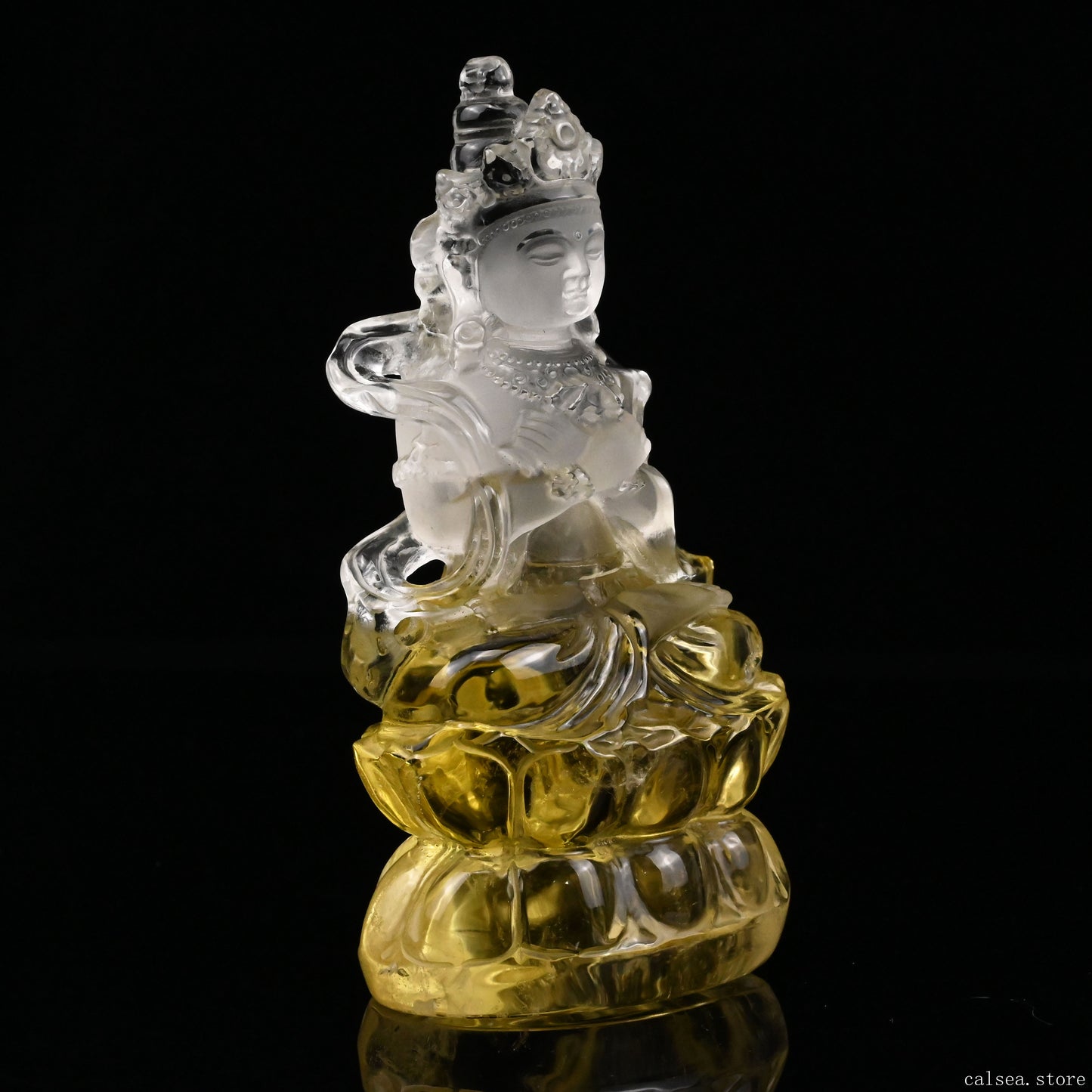 Brazil Citrine Avalokiteśvara Sculpture Hand Carved Crystal Healing