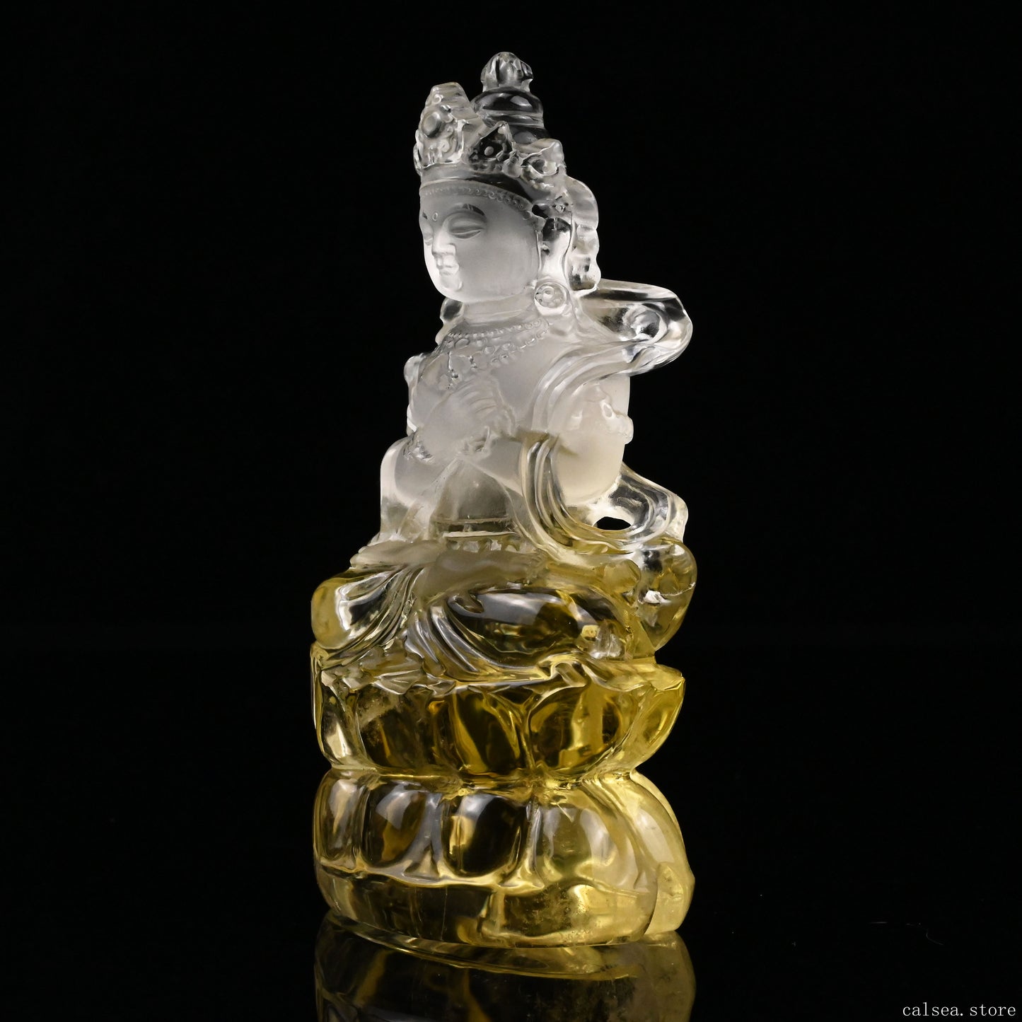 Brazil Citrine Avalokiteśvara Sculpture Hand Carved Crystal Healing