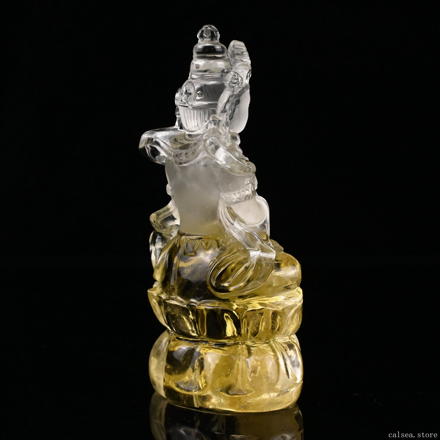 Brazil Citrine Avalokiteśvara Sculpture Hand Carved Crystal Healing