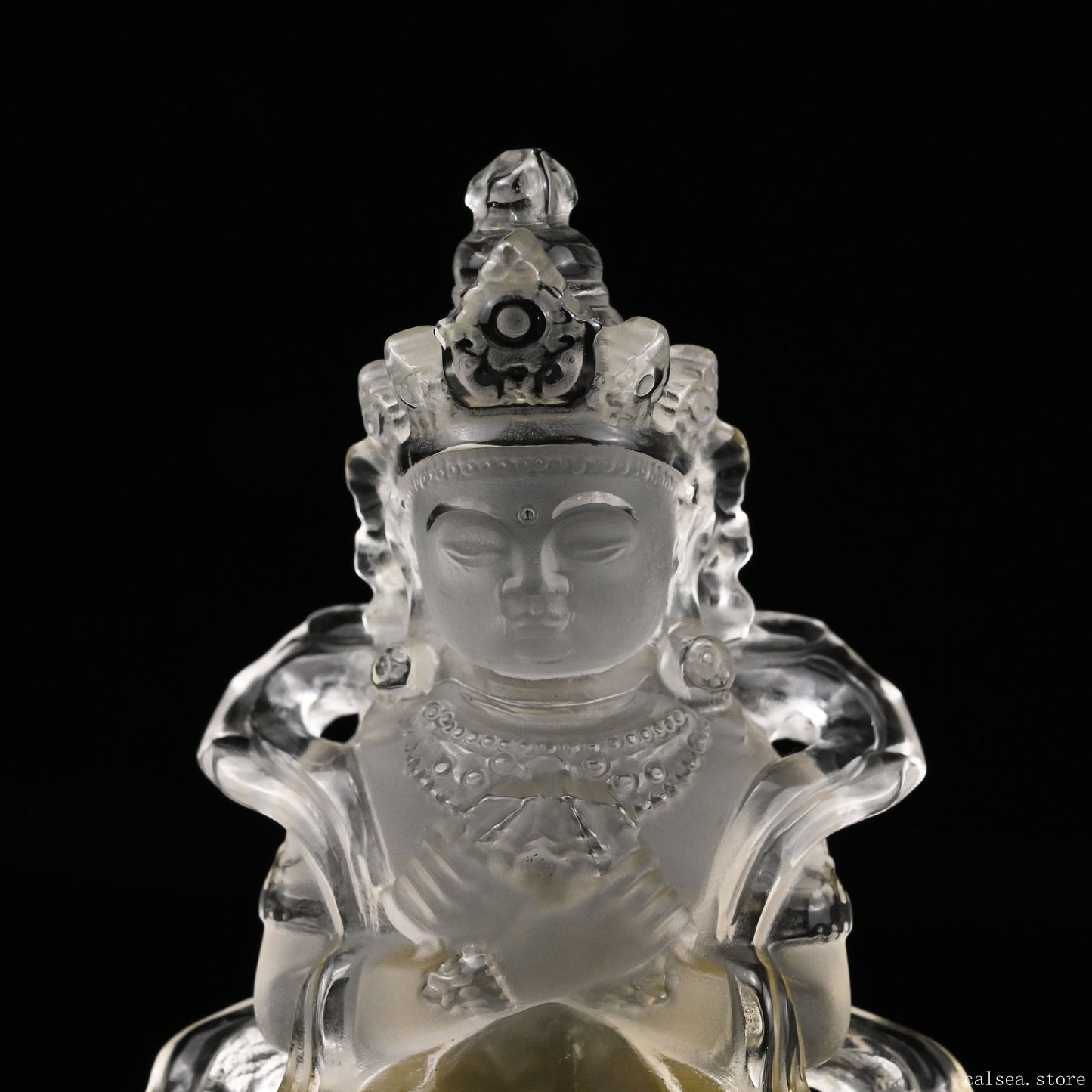 Brazil Citrine Avalokiteśvara Sculpture Hand Carved Crystal Healing