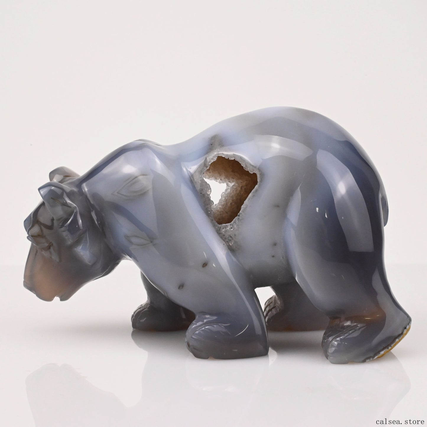 Agate Bear Sculpture Crystal Healing Hand Carved Carving