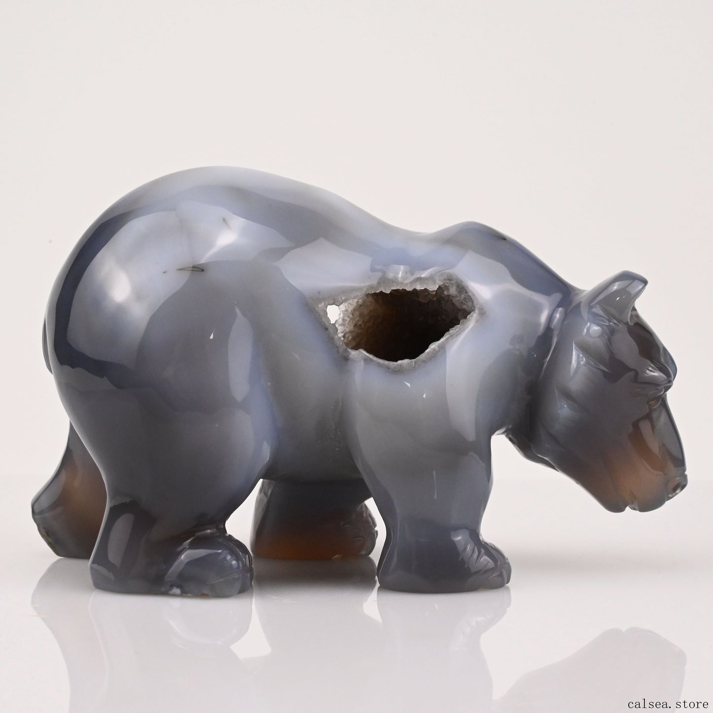 Agate Bear Sculpture Crystal Healing Hand Carved Carving