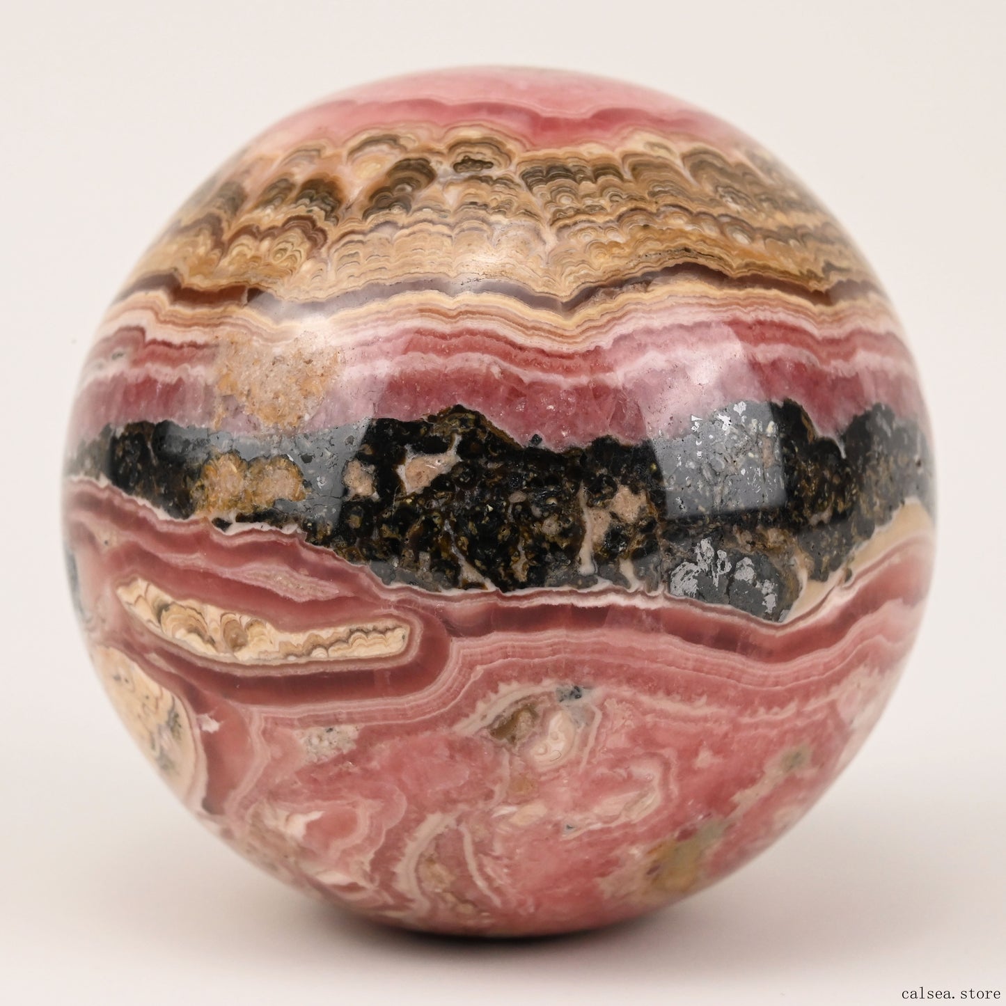 2.19'' Gemstone Rhodochrosite Sphere Crystal Healing Hand Carved Sphere/Ball