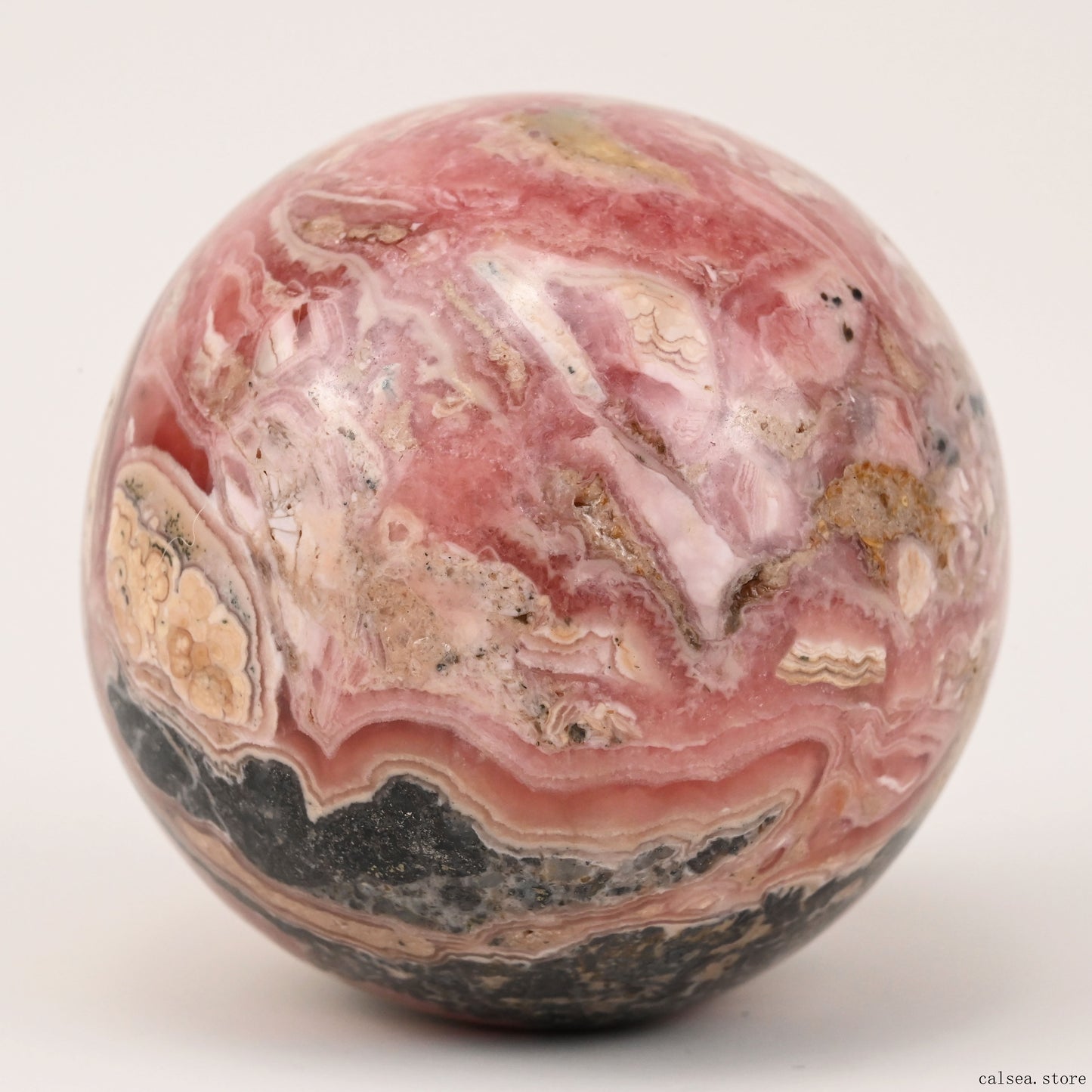 2.19'' Gemstone Rhodochrosite Sphere Crystal Healing Hand Carved Sphere/Ball