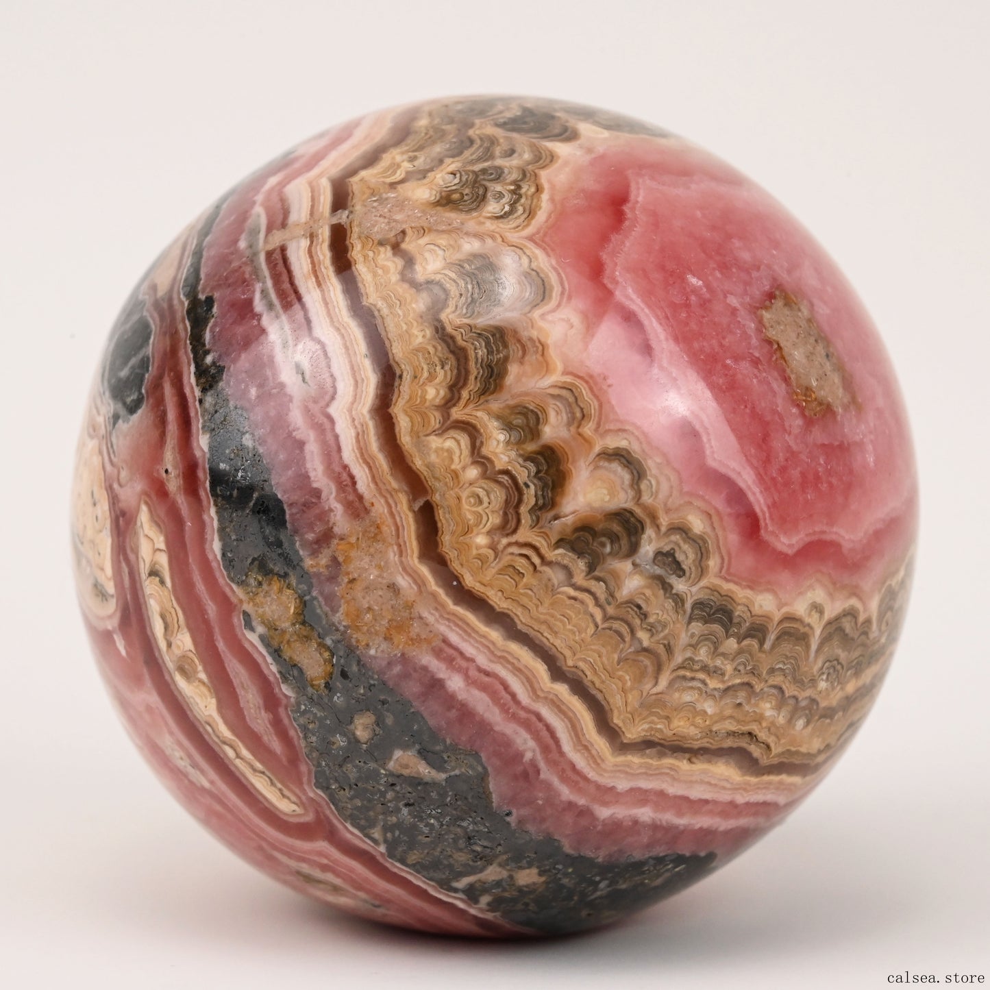 2.19'' Gemstone Rhodochrosite Sphere Crystal Healing Hand Carved Sphere/Ball