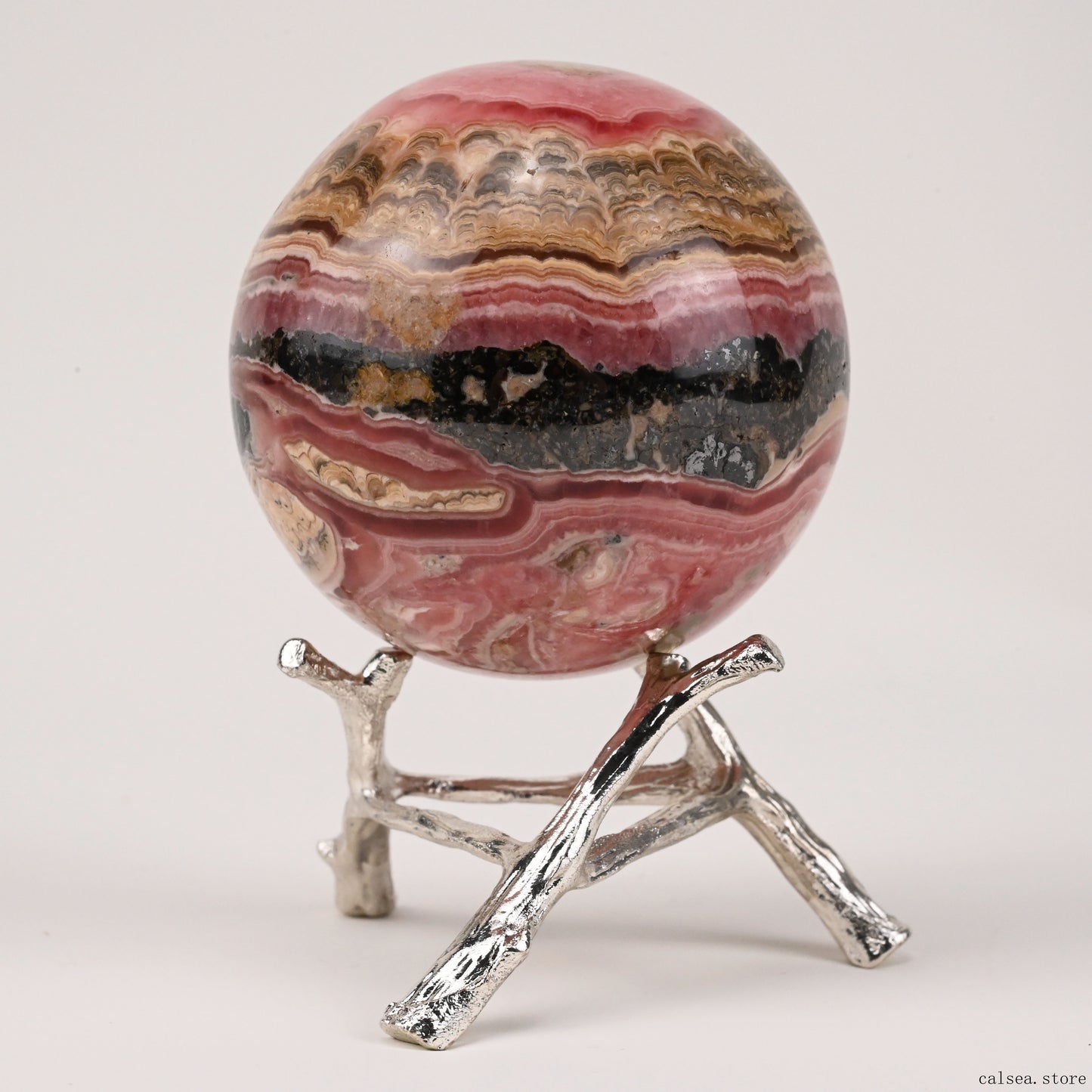 2.19'' Gemstone Rhodochrosite Sphere Crystal Healing Hand Carved Sphere/Ball