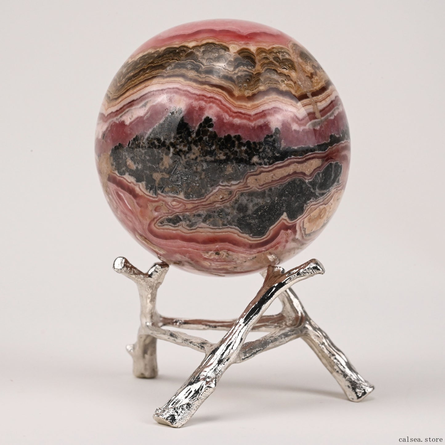 2.19'' Gemstone Rhodochrosite Sphere Crystal Healing Hand Carved Sphere/Ball