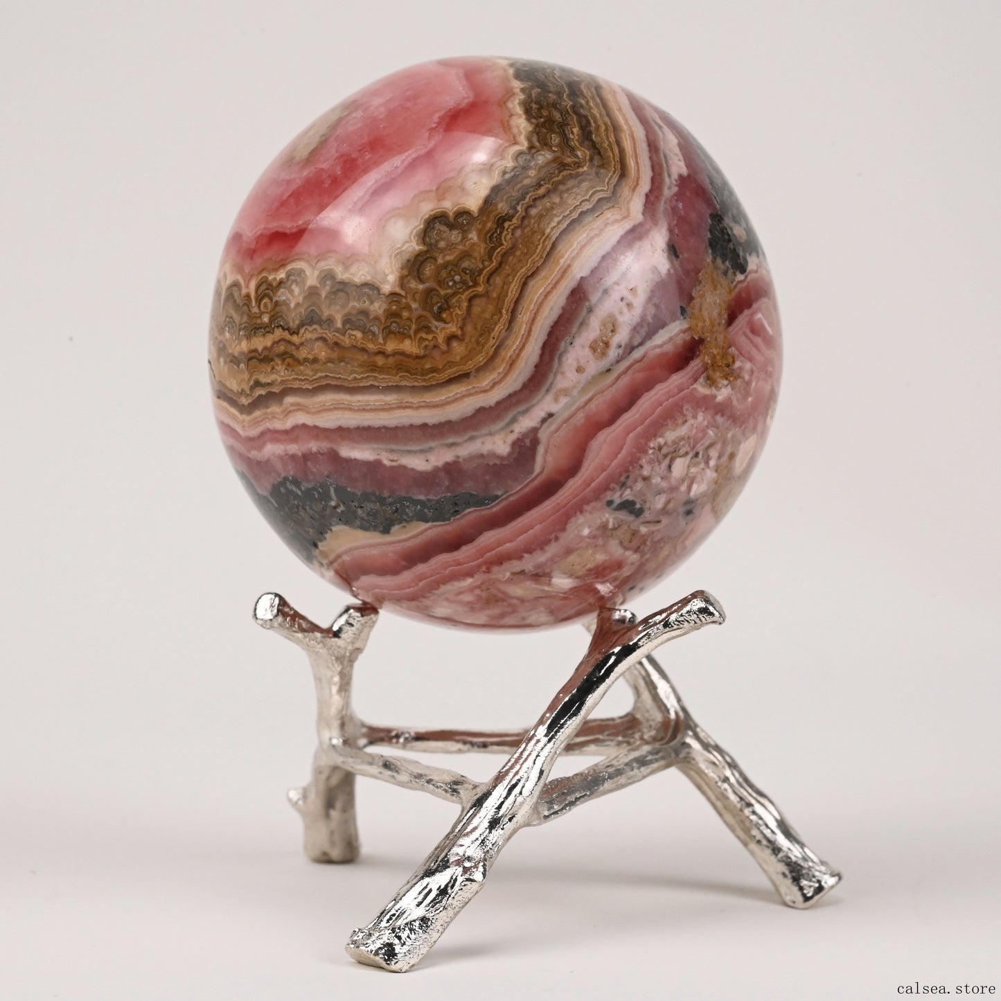 2.19'' Gemstone Rhodochrosite Sphere Crystal Healing Hand Carved Sphere/Ball
