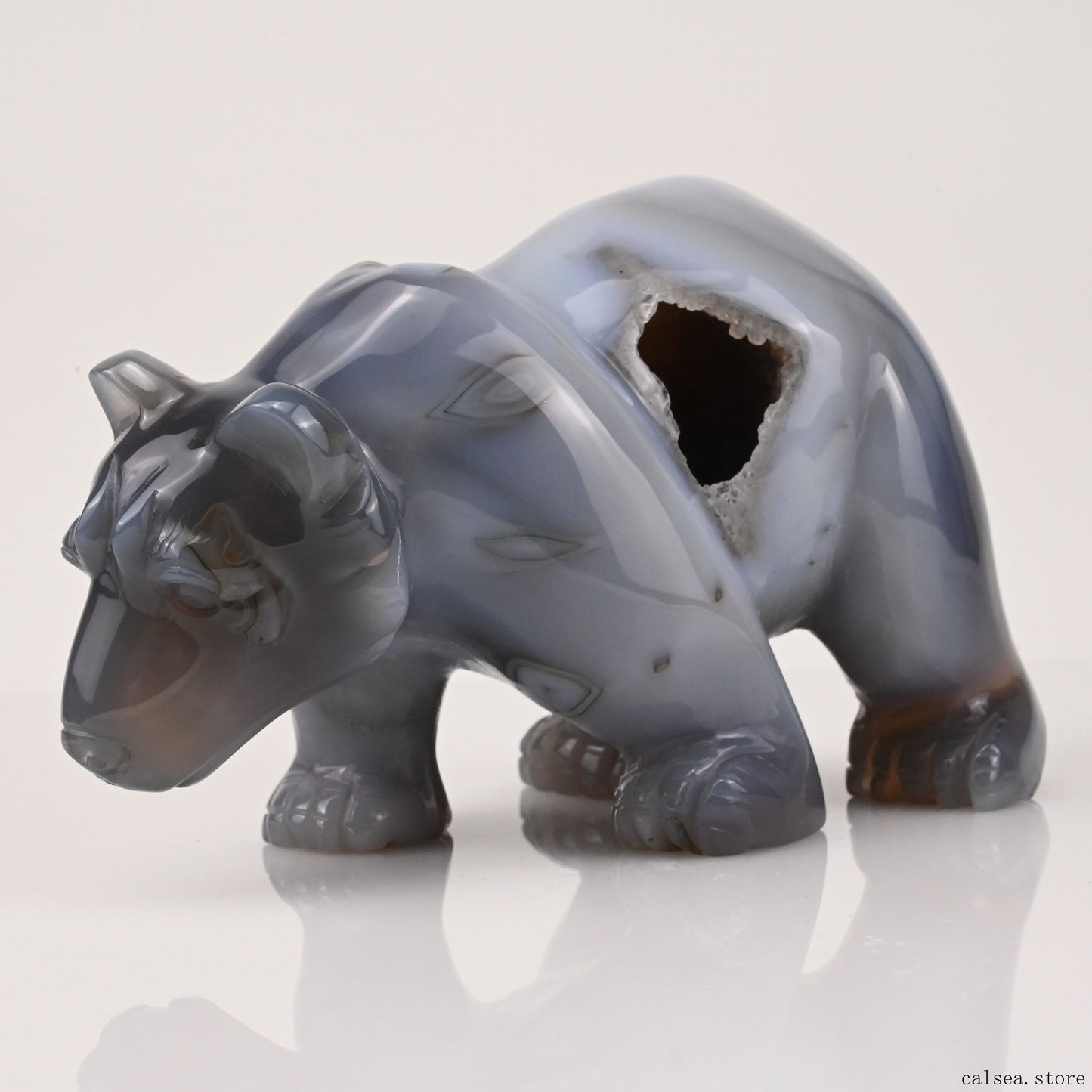 Agate Bear Sculpture Crystal Healing Hand Carved Carving