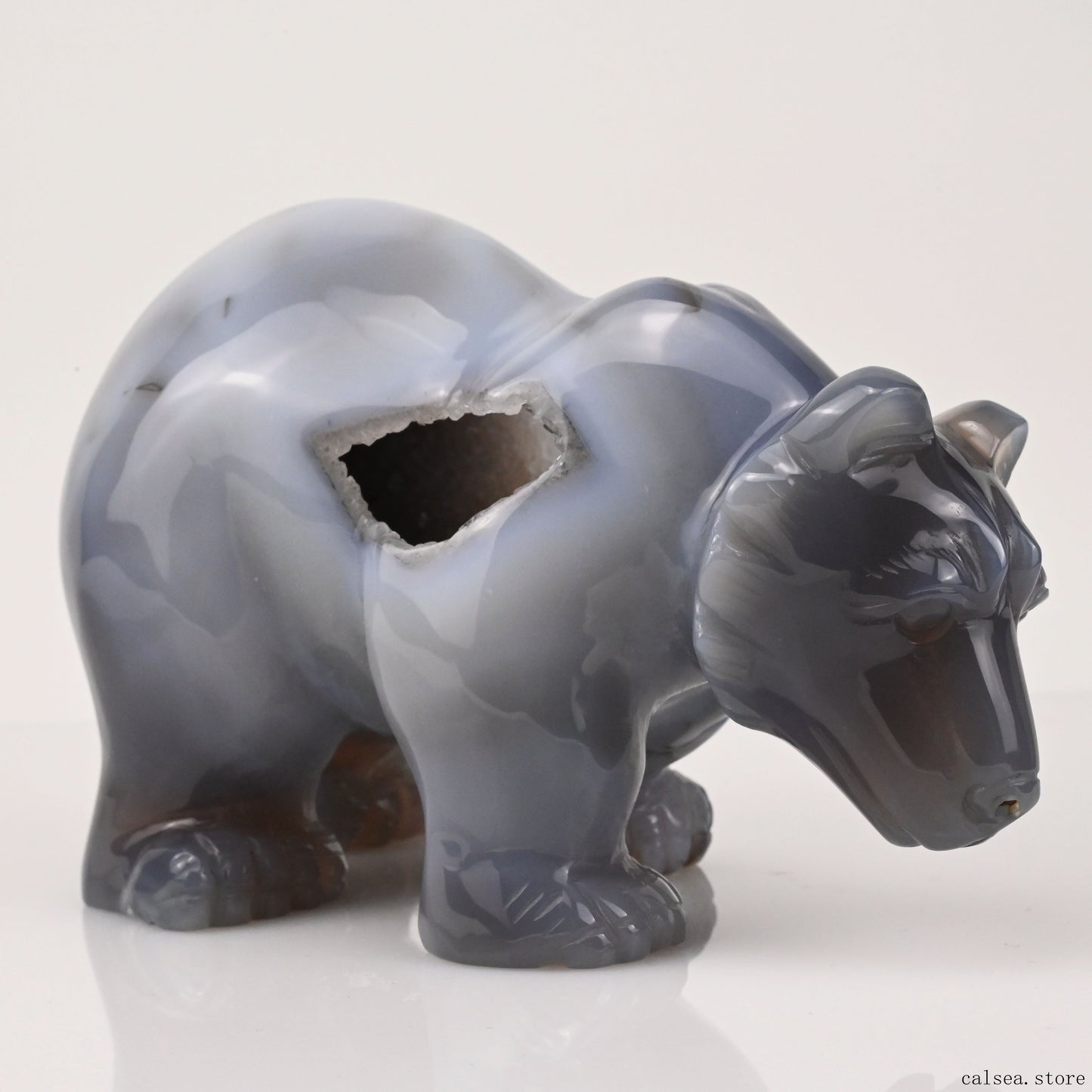 Agate Bear Sculpture Crystal Healing Hand Carved Carving