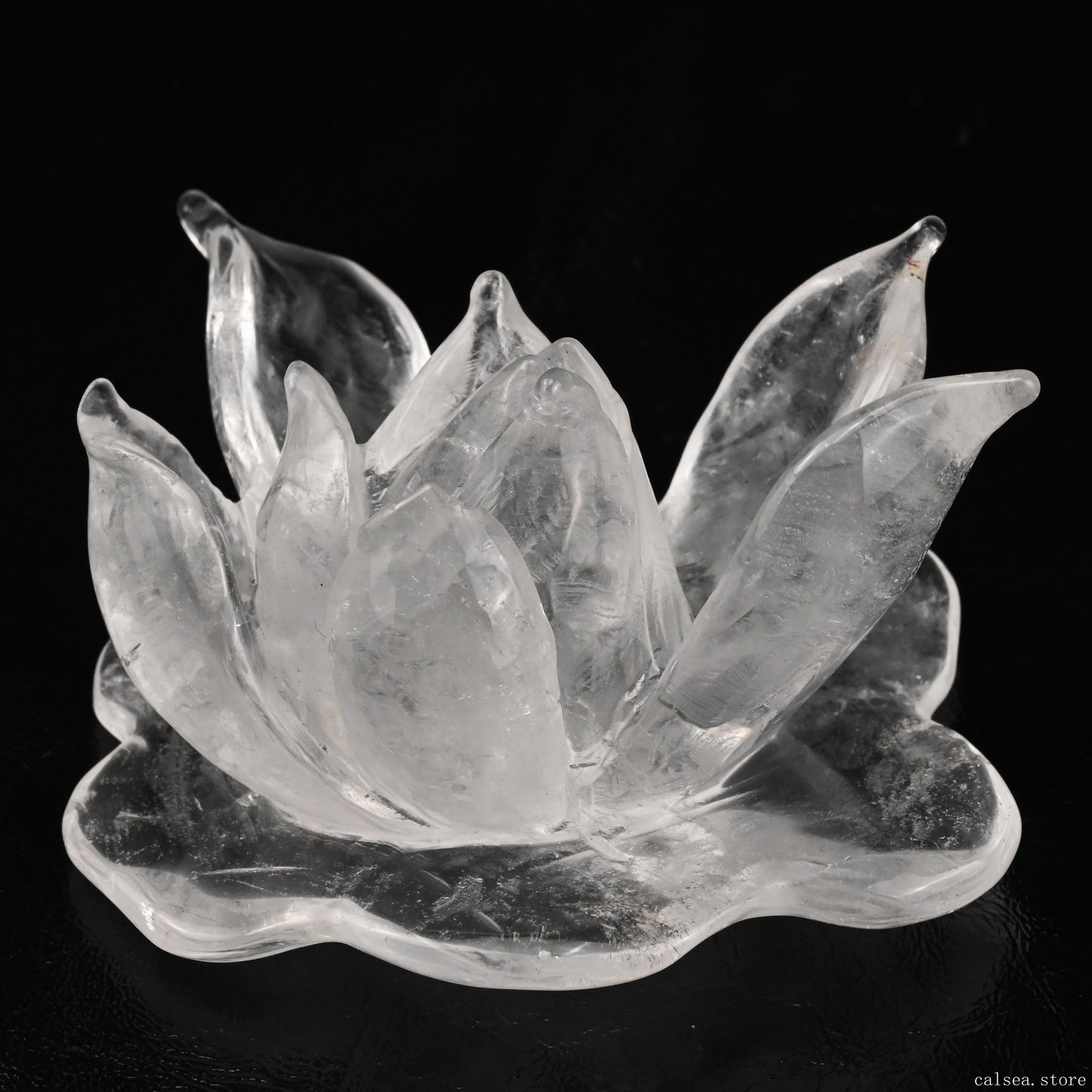 Clearquartz Lotus Flower Sculpture Crystal Healing Hand Carved