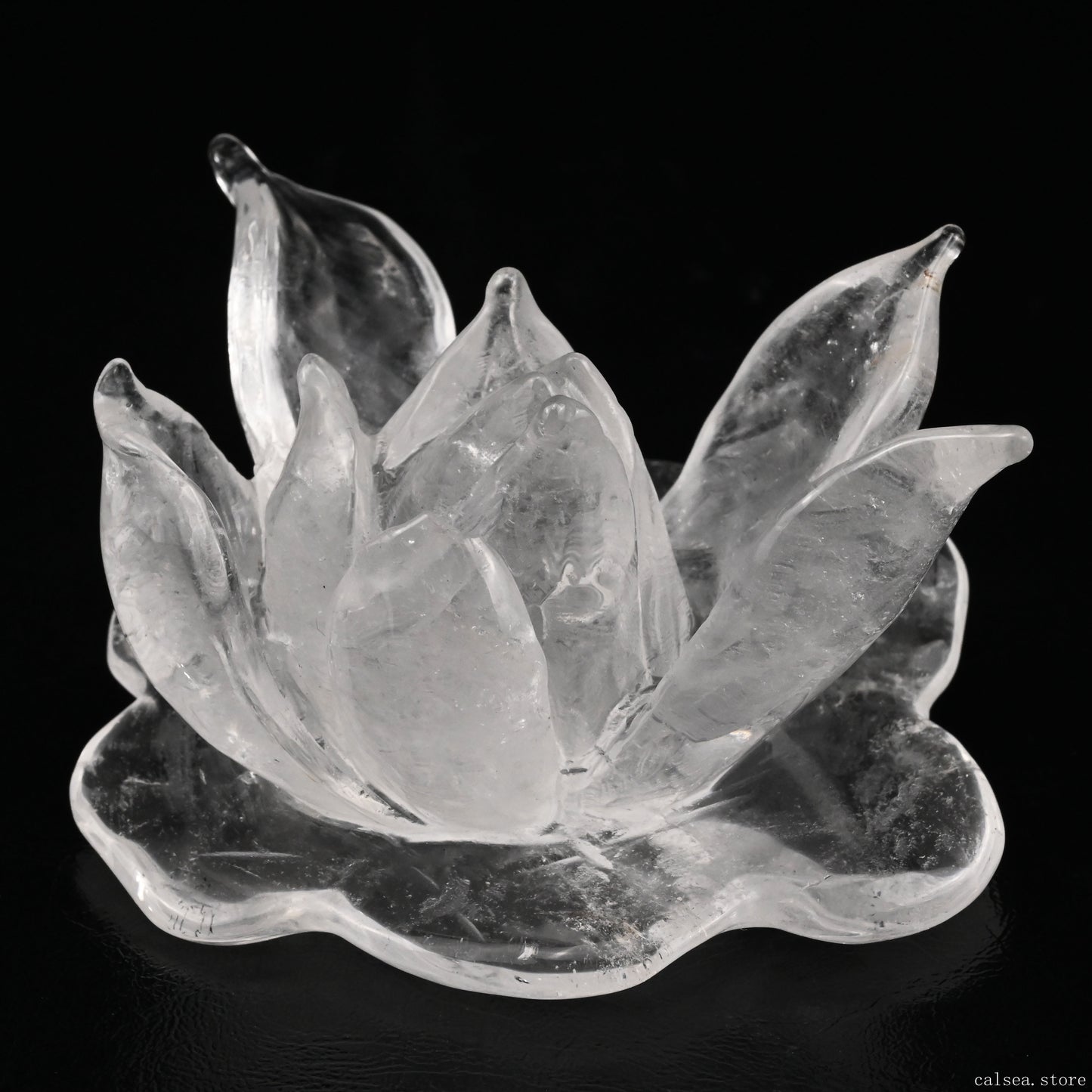 Clearquartz Lotus Flower Sculpture Crystal Healing Hand Carved