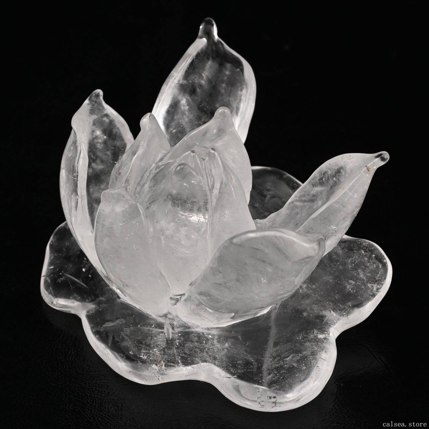 Clearquartz Lotus Flower Sculpture Crystal Healing Hand Carved
