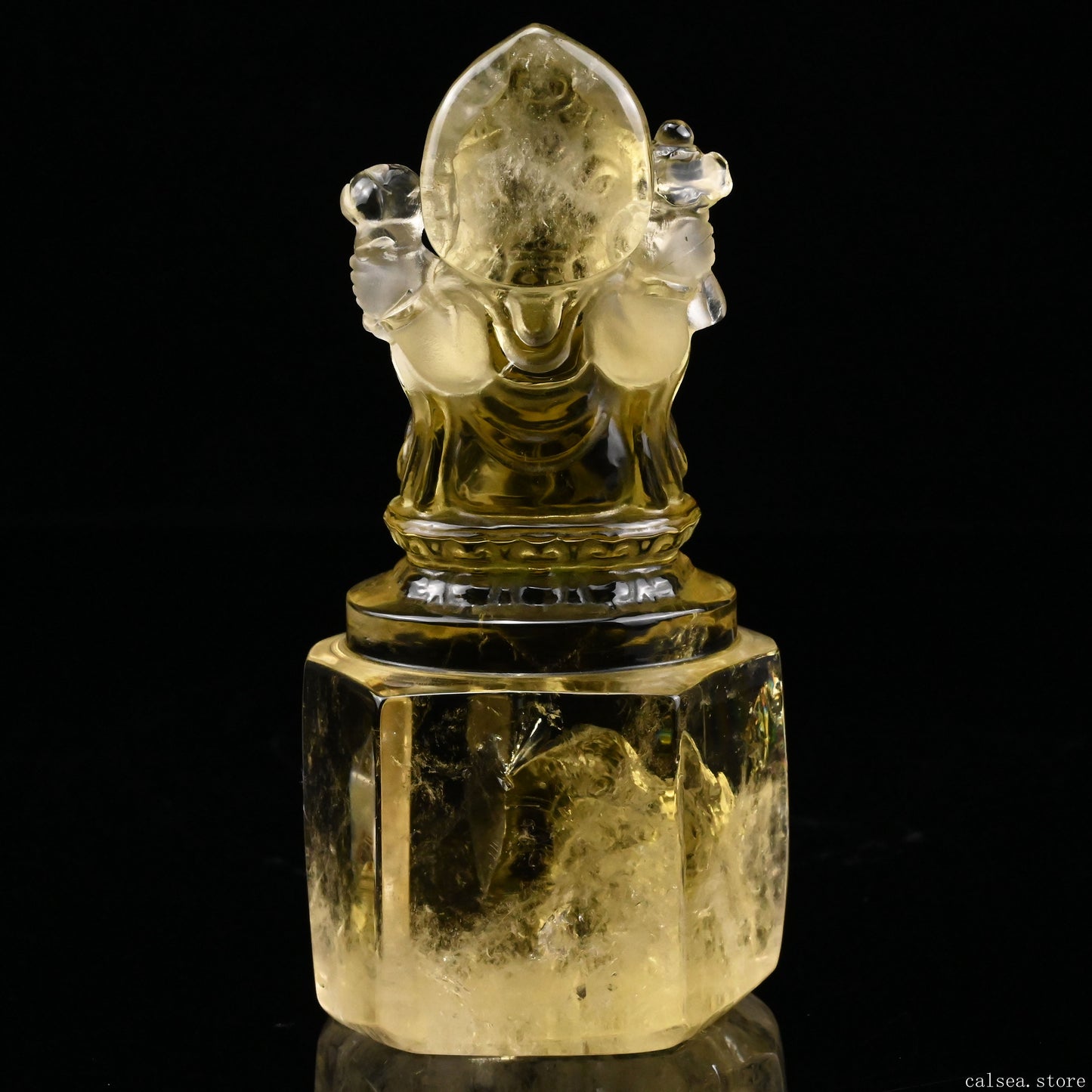 4.11'' Brazil Citrine Ganesh Buddha Sculpture Crystal Healing Hand Carved Ornaments