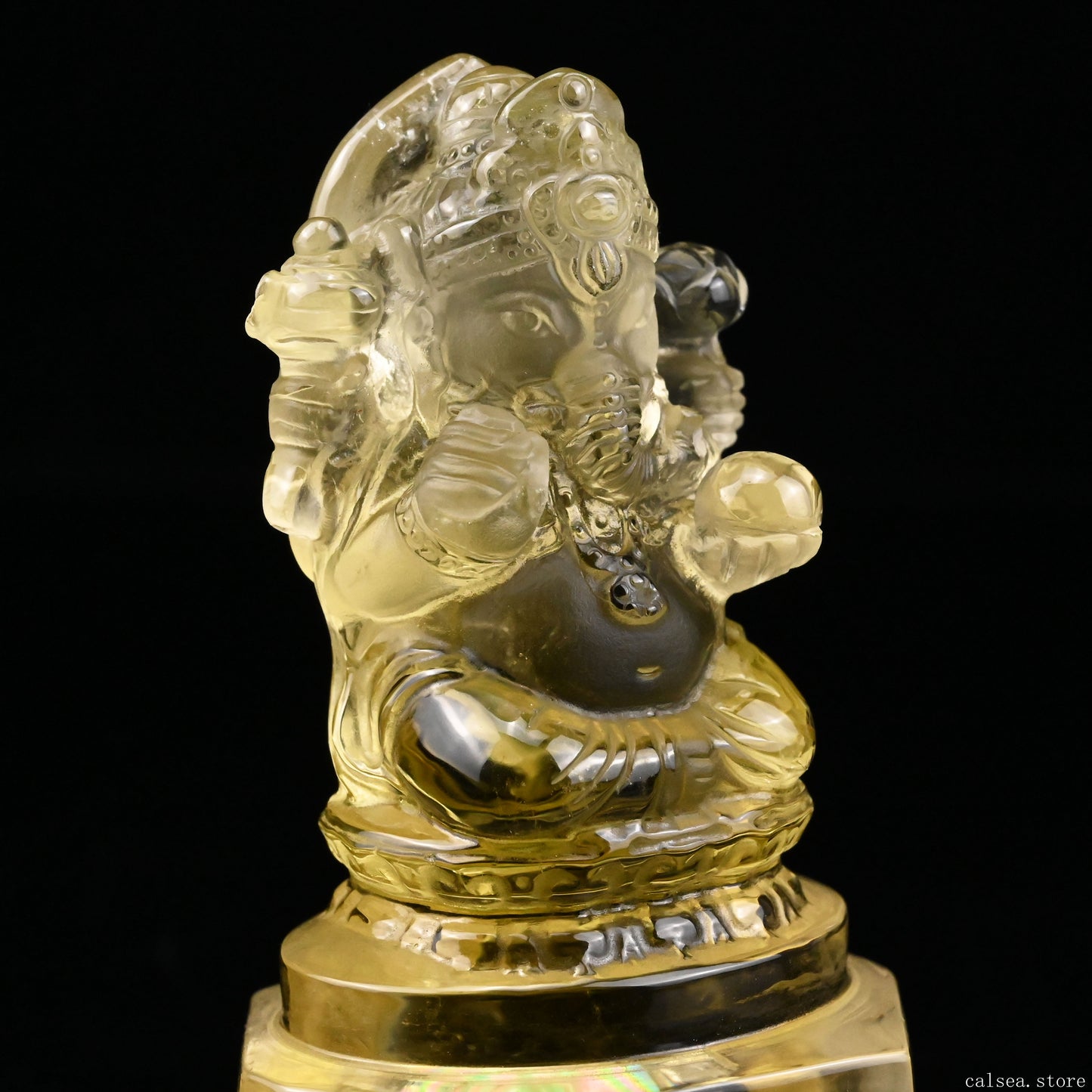 4.11'' Brazil Citrine Ganesh Buddha Sculpture Crystal Healing Hand Carved Ornaments