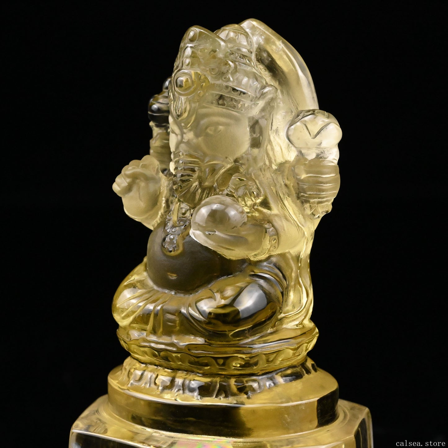 4.11'' Brazil Citrine Ganesh Buddha Sculpture Crystal Healing Hand Carved Ornaments