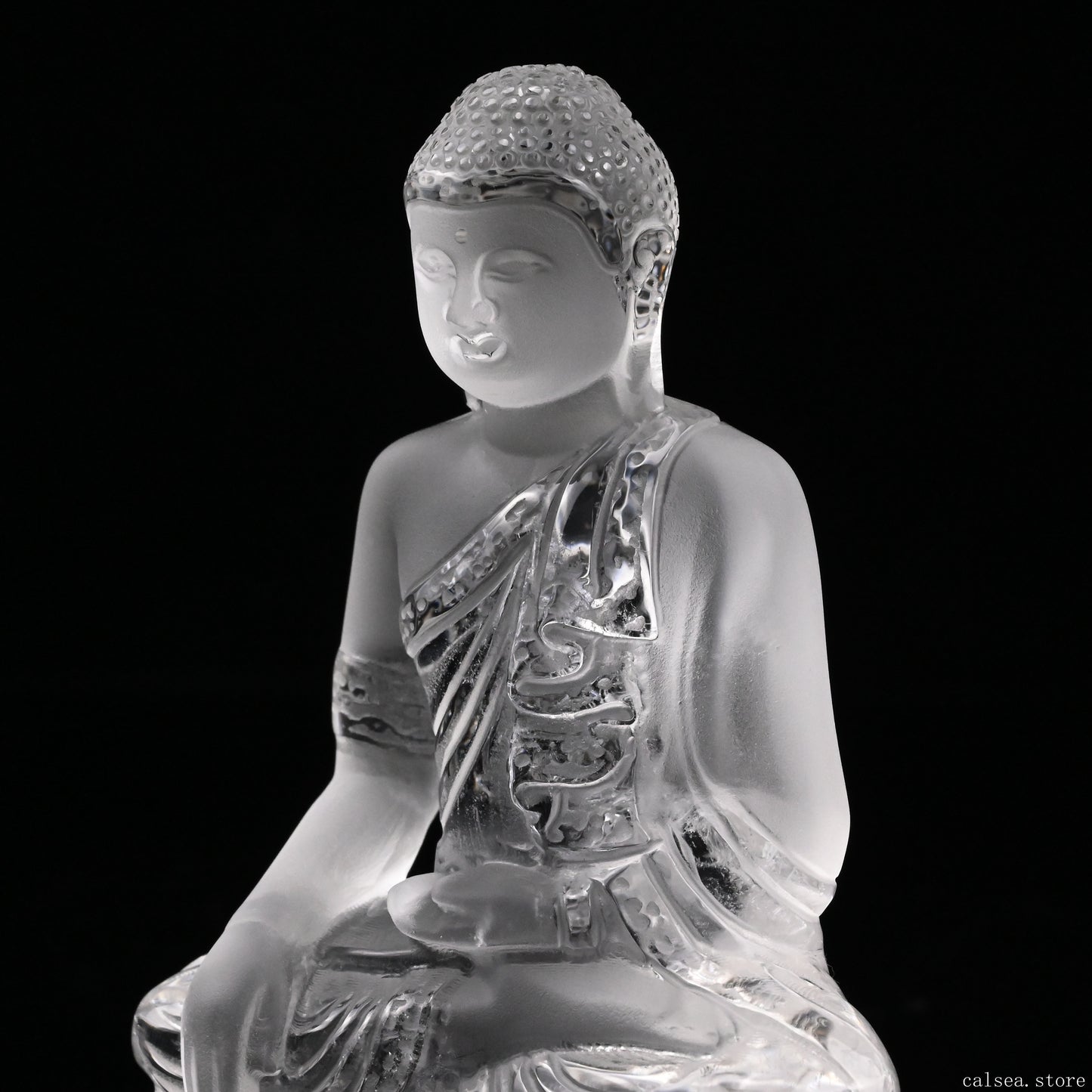 Clearquartz Buddha Sculpture Crystal Healing Hand Carved