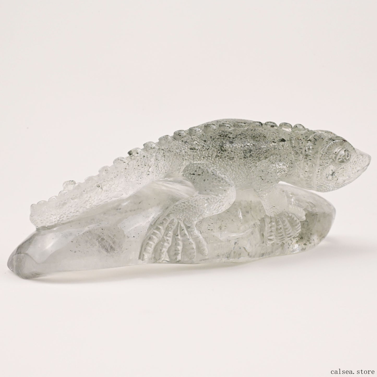 5.78'' Gardenquartz Lizard Sculpture Crystal Healing Hand Carved Super Realistic