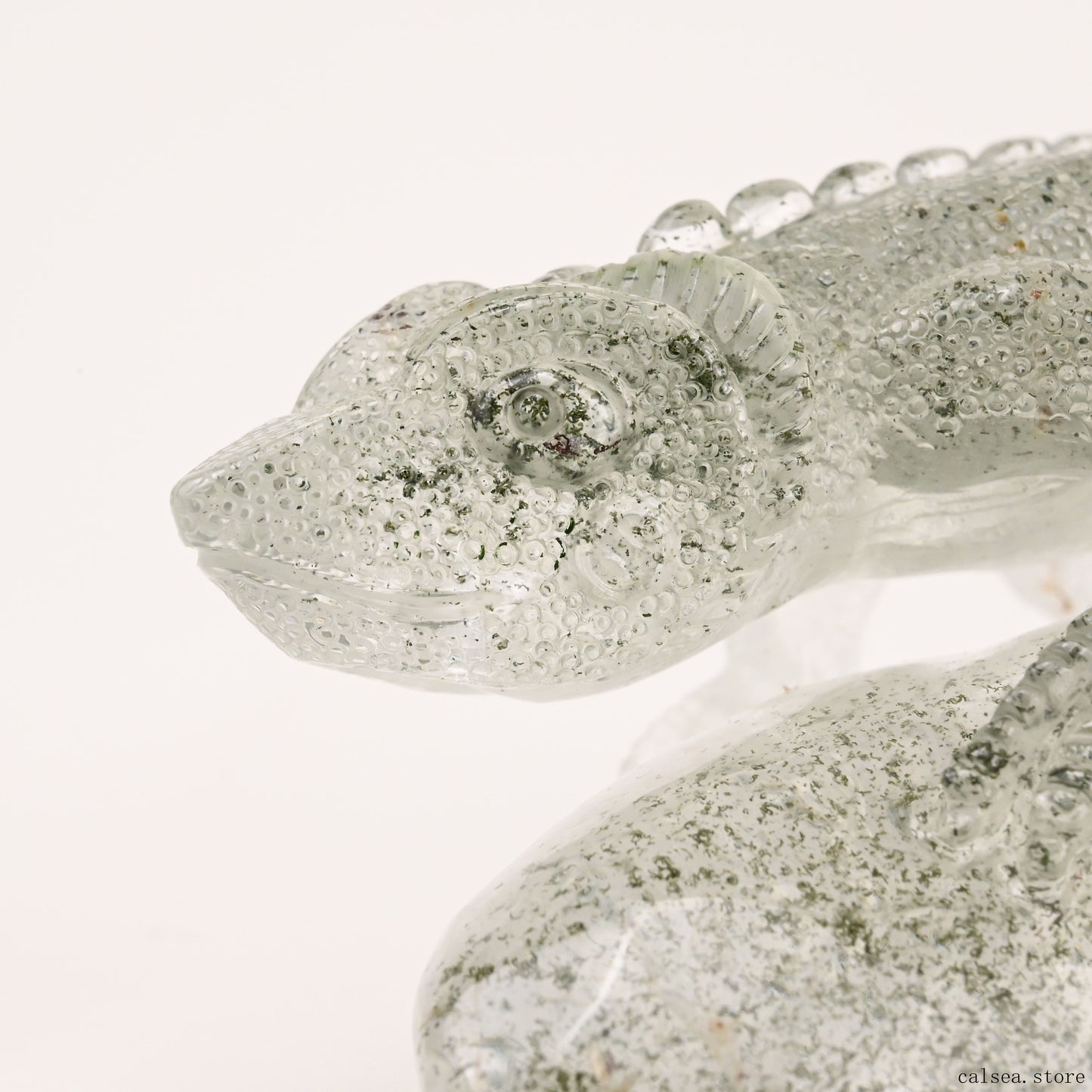 5.78'' Gardenquartz Lizard Sculpture Crystal Healing Hand Carved Super Realistic