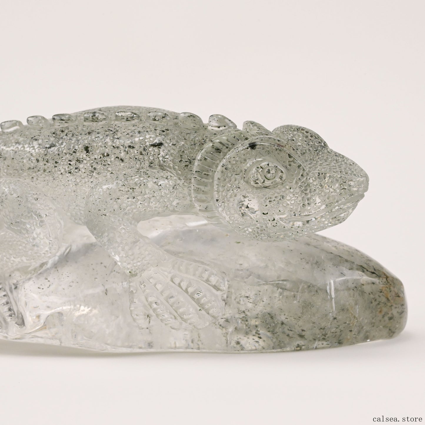 5.78'' Gardenquartz Lizard Sculpture Crystal Healing Hand Carved Super Realistic