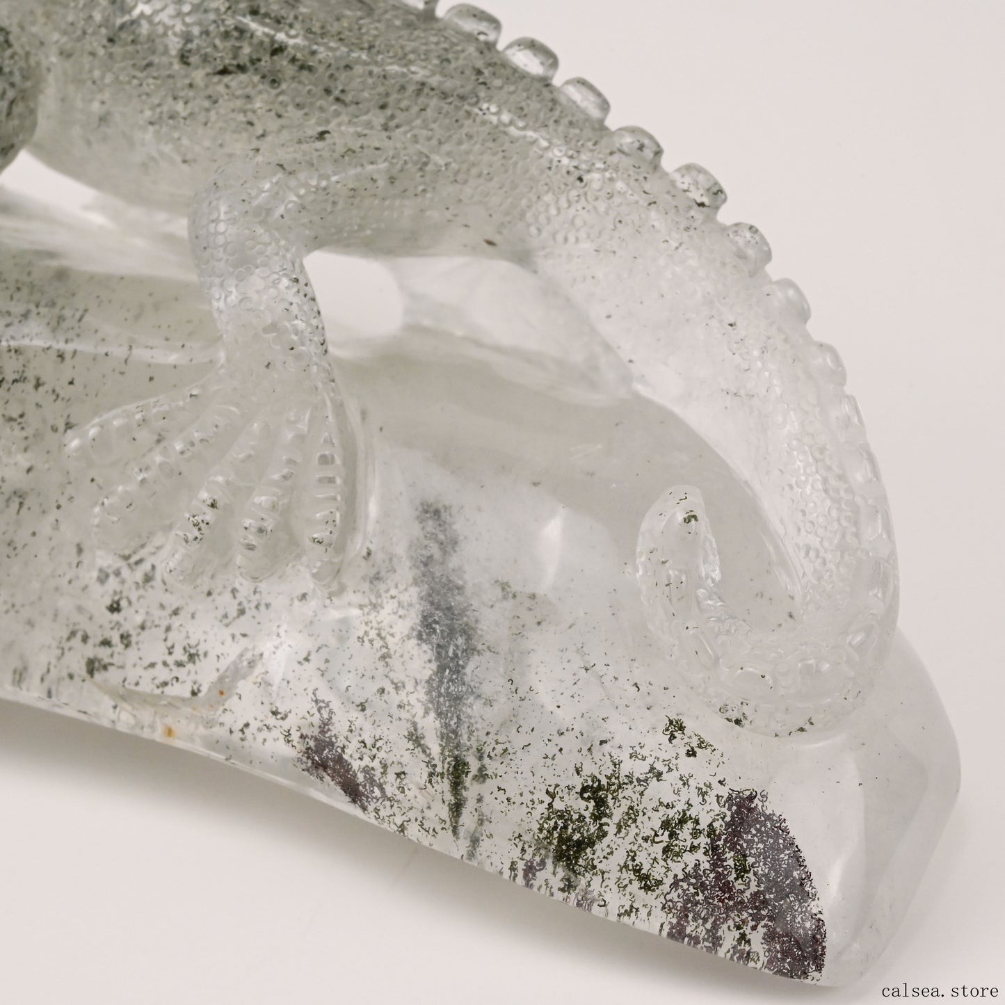 5.78'' Gardenquartz Lizard Sculpture Crystal Healing Hand Carved Super Realistic