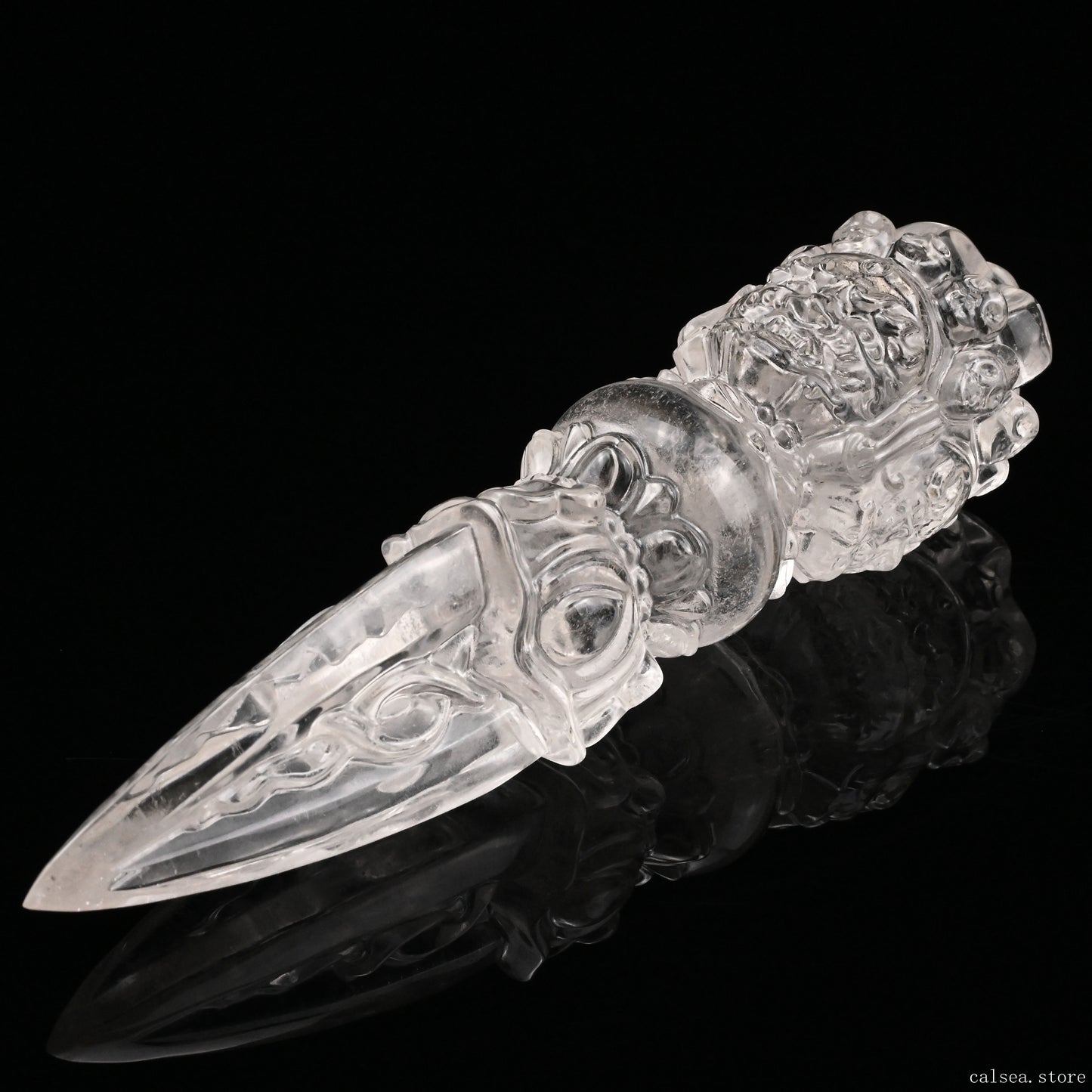 Clearquartz Vajira Sculpture Artifact Crystal Healing Hand Carved