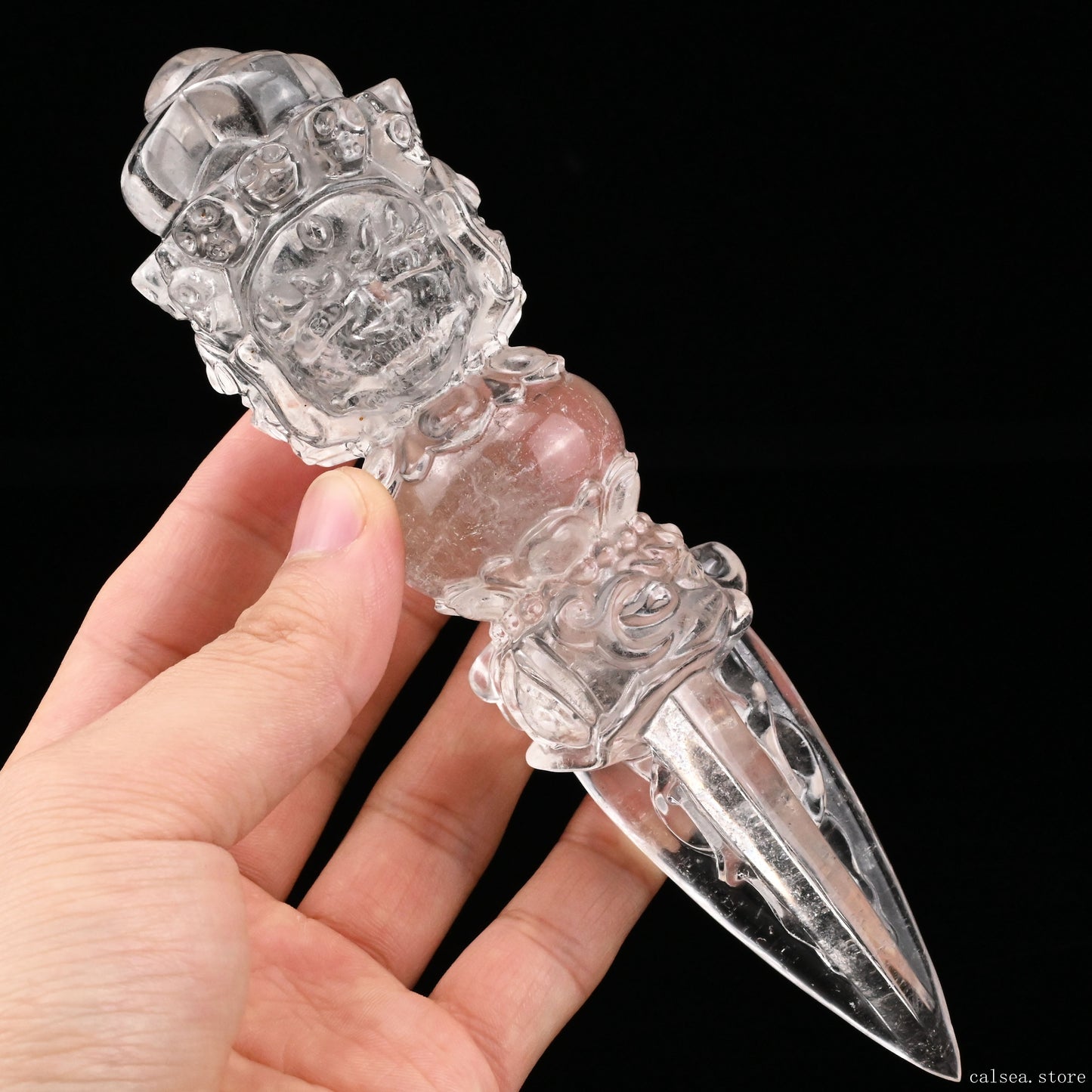 Clearquartz Vajira Sculpture Artifact Crystal Healing Hand Carved