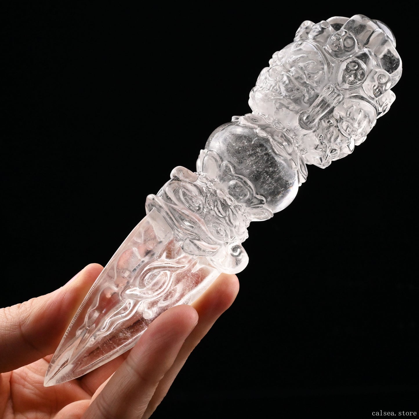 Clearquartz Vajira Sculpture Artifact Crystal Healing Hand Carved