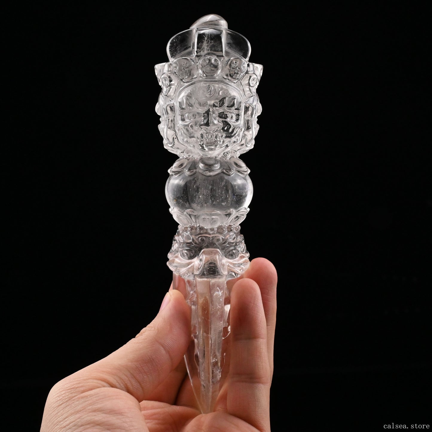 Clearquartz Vajira Sculpture Artifact Crystal Healing Hand Carved