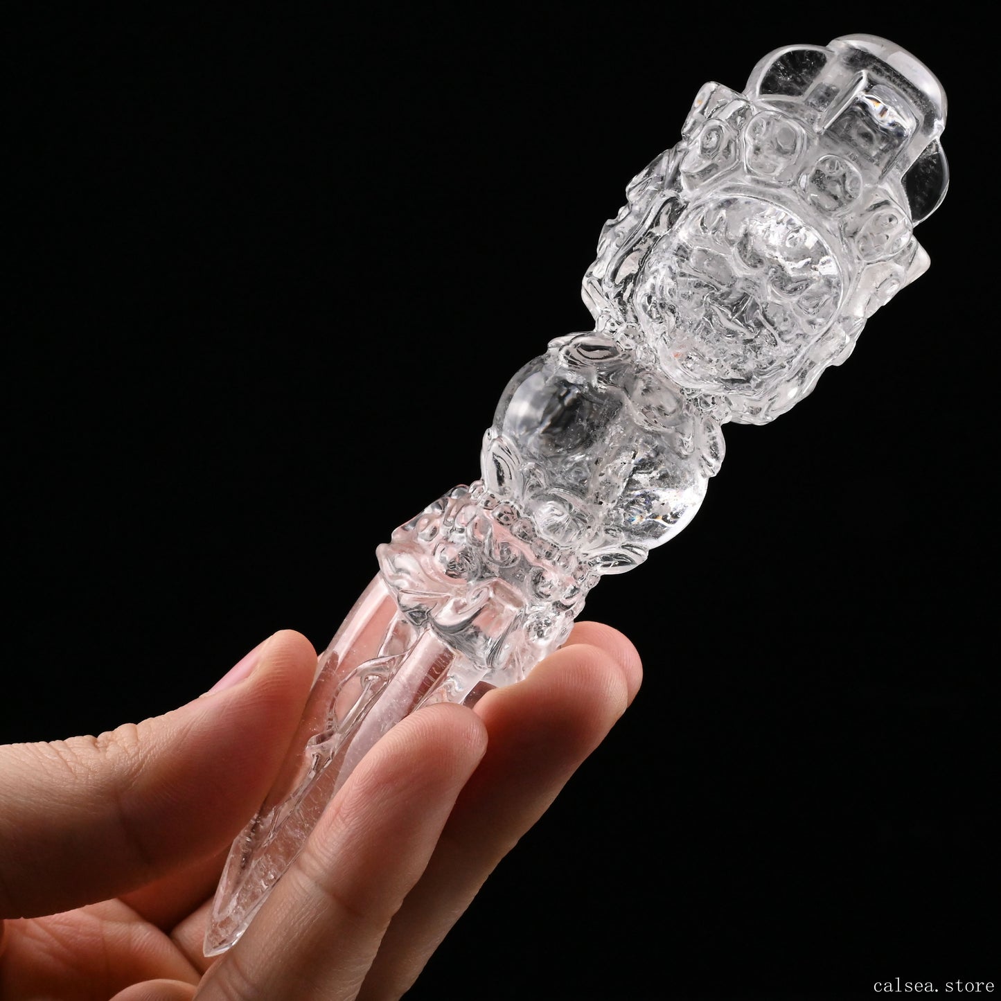 Clearquartz Vajira Sculpture Artifact Crystal Healing Hand Carved