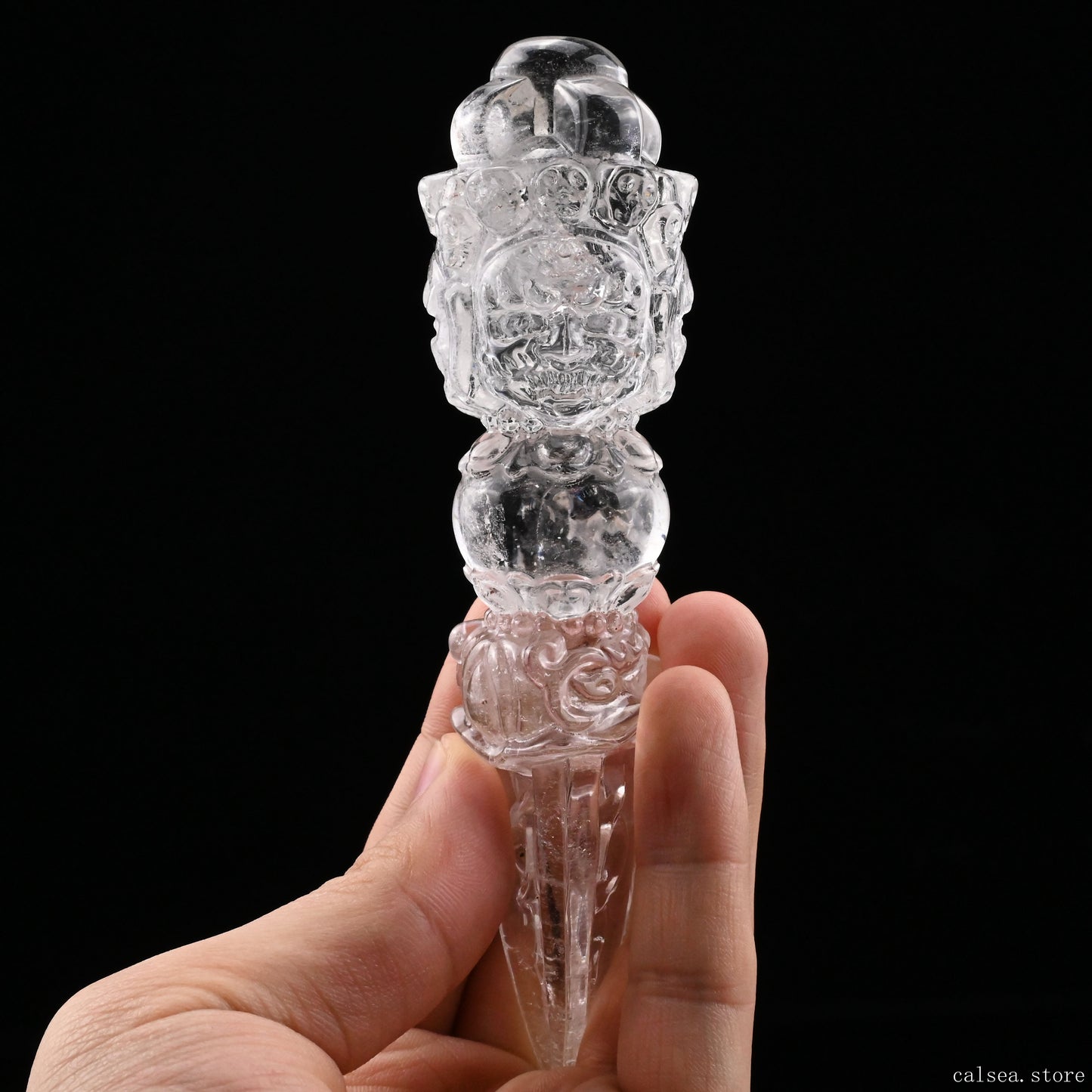 Clearquartz Vajira Sculpture Artifact Crystal Healing Hand Carved