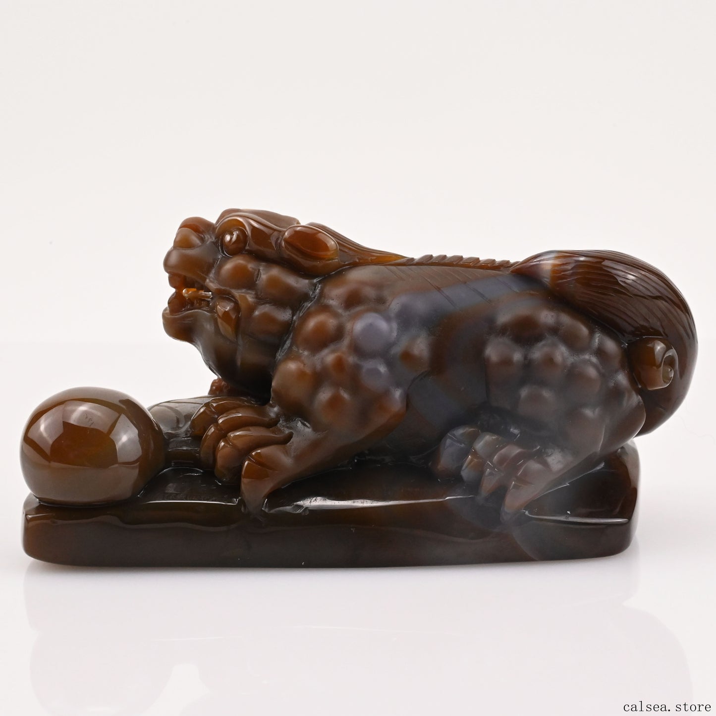 4.07'' Agate Pixiu Sculpture Crystal Healing Hand Carved