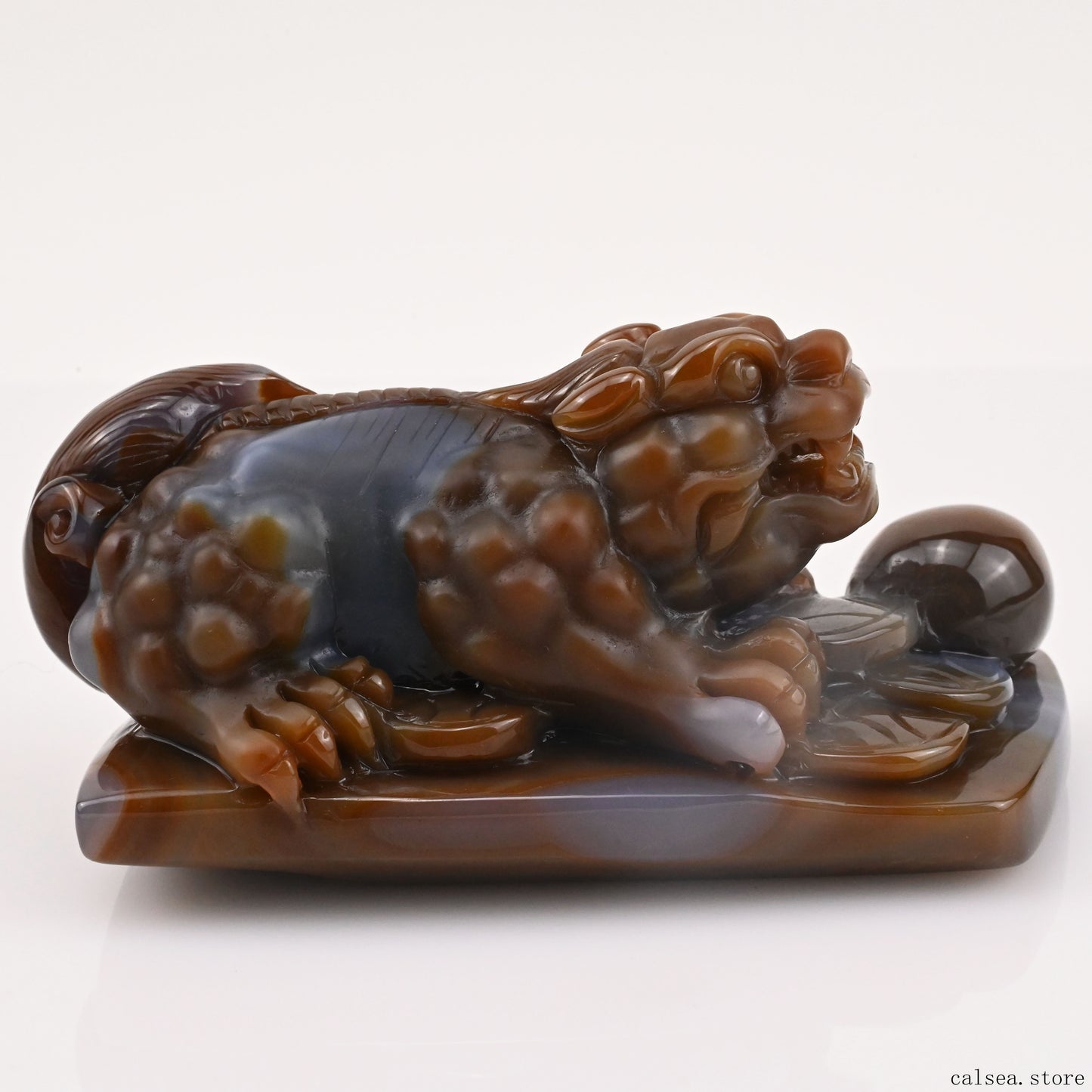 4.07'' Agate Pixiu Sculpture Crystal Healing Hand Carved