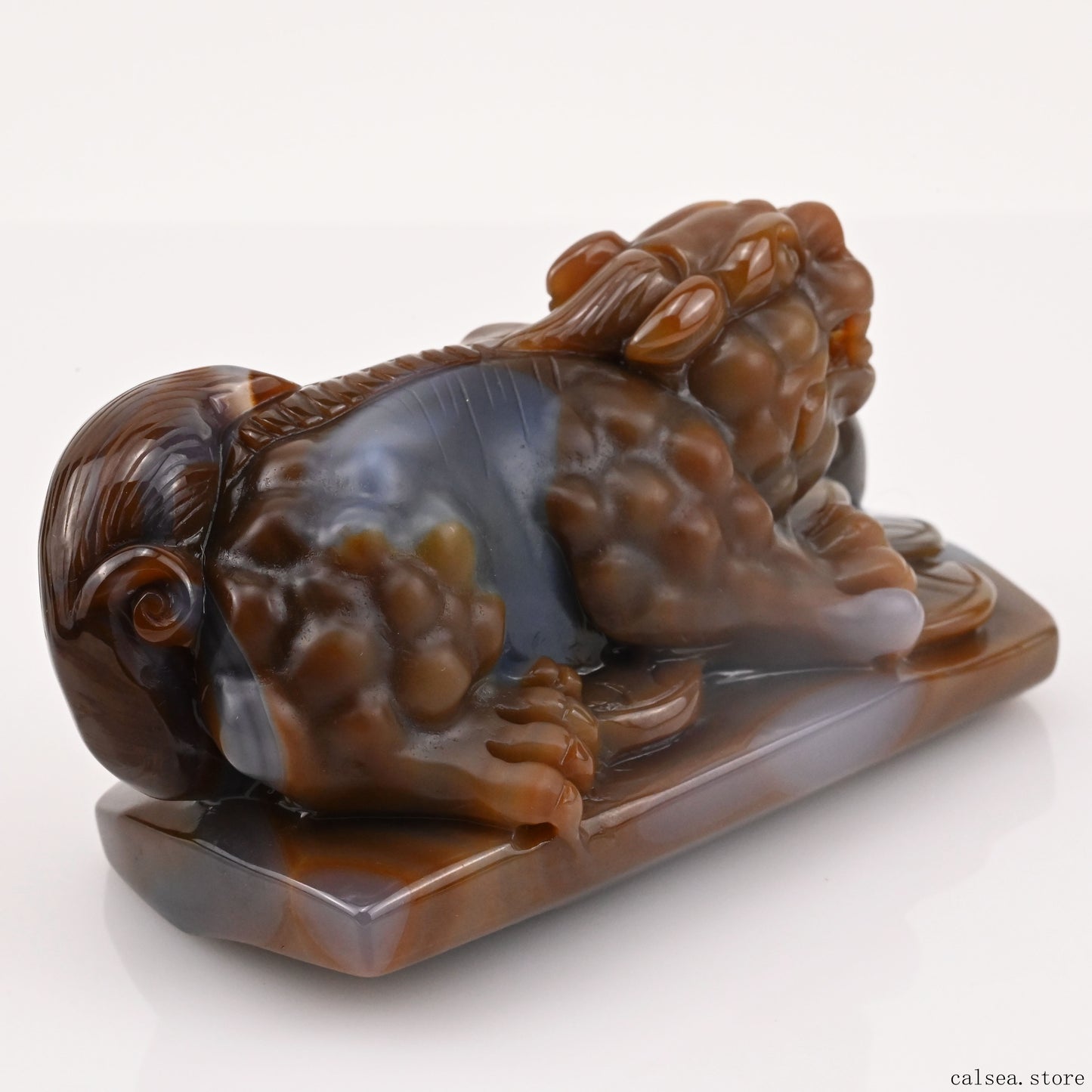 4.07'' Agate Pixiu Sculpture Crystal Healing Hand Carved