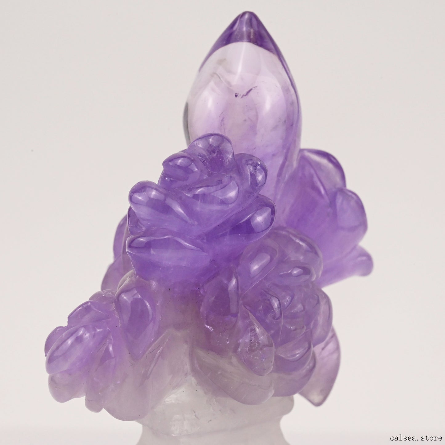 Amethyst Rose Flower Sculpture Crystal Healing Hand Carved