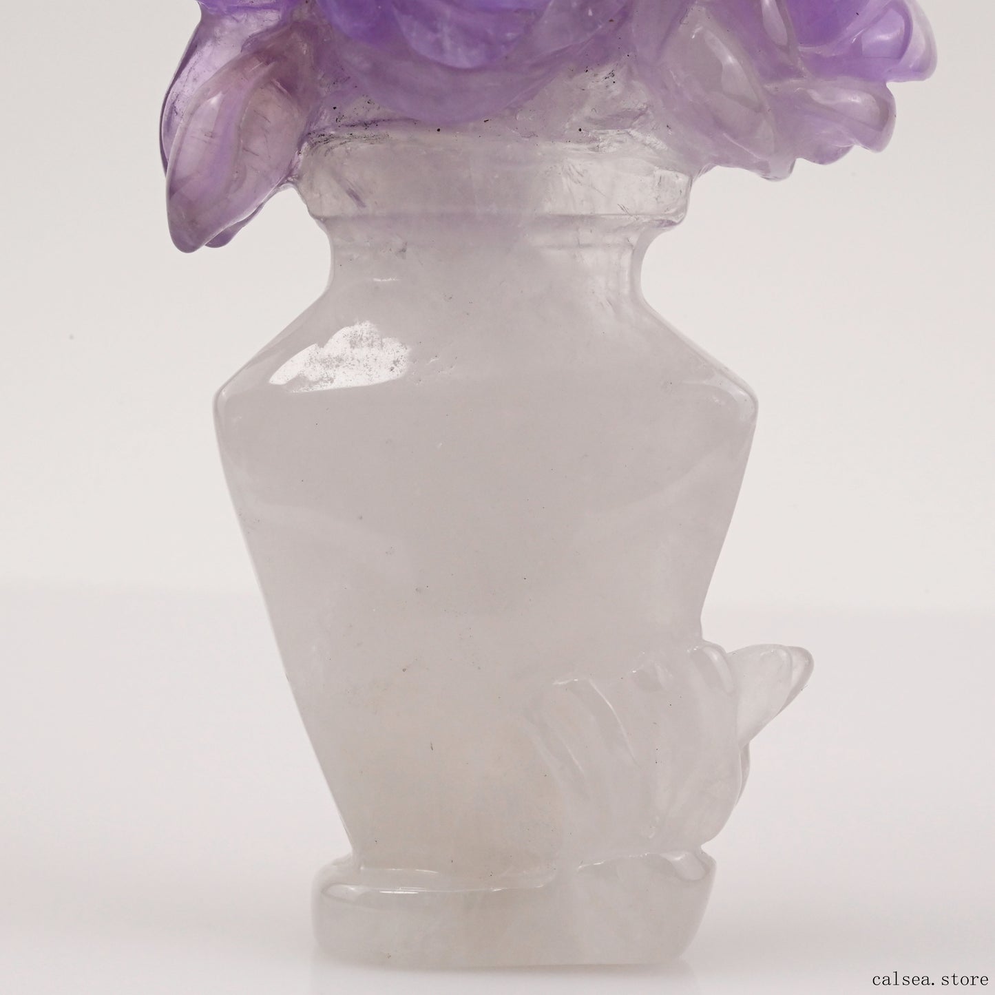 Amethyst Rose Flower Sculpture Crystal Healing Hand Carved