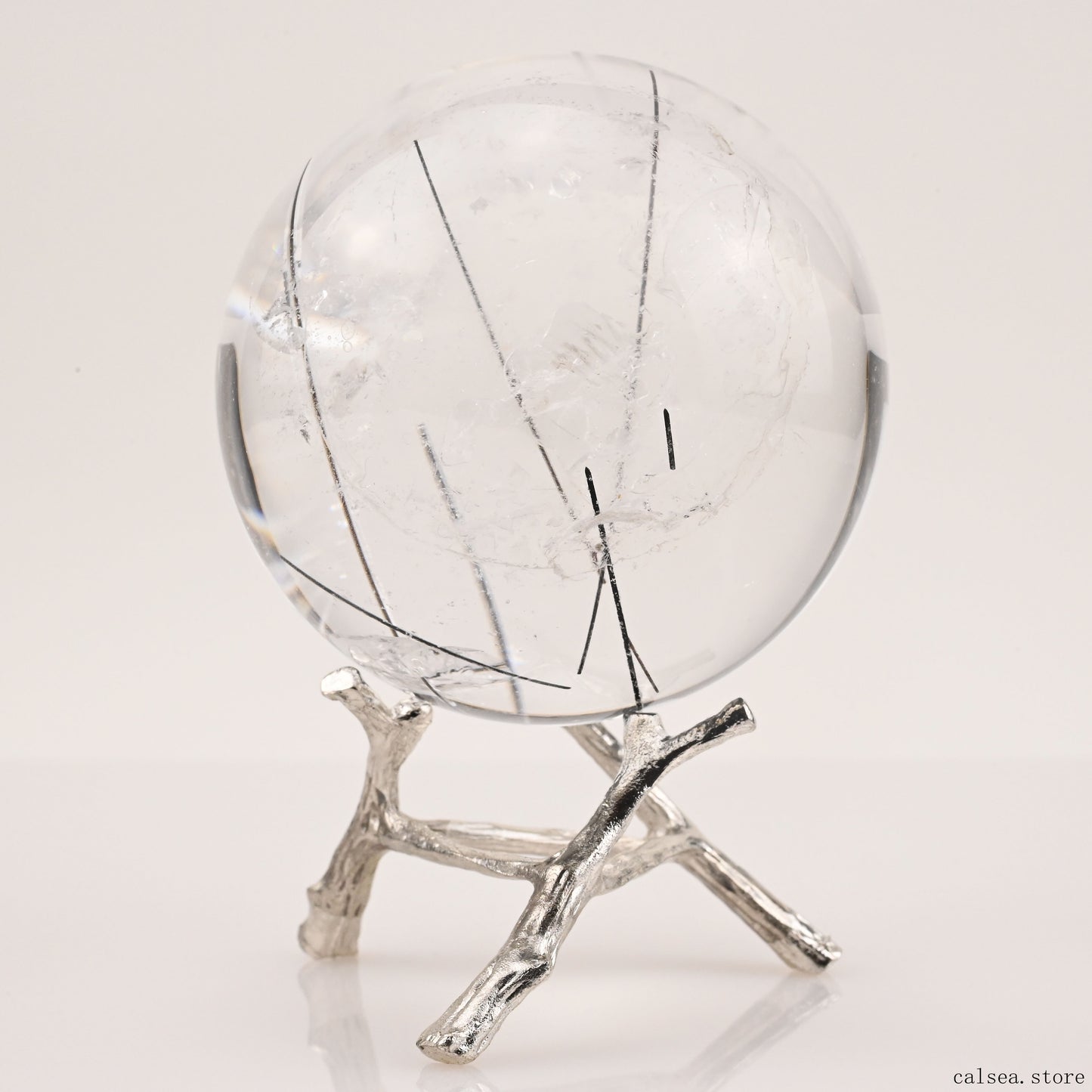 2.68'' Black Rutile,Tourmaline Sphere Crystal Healing Hand Carved Crystal Ball