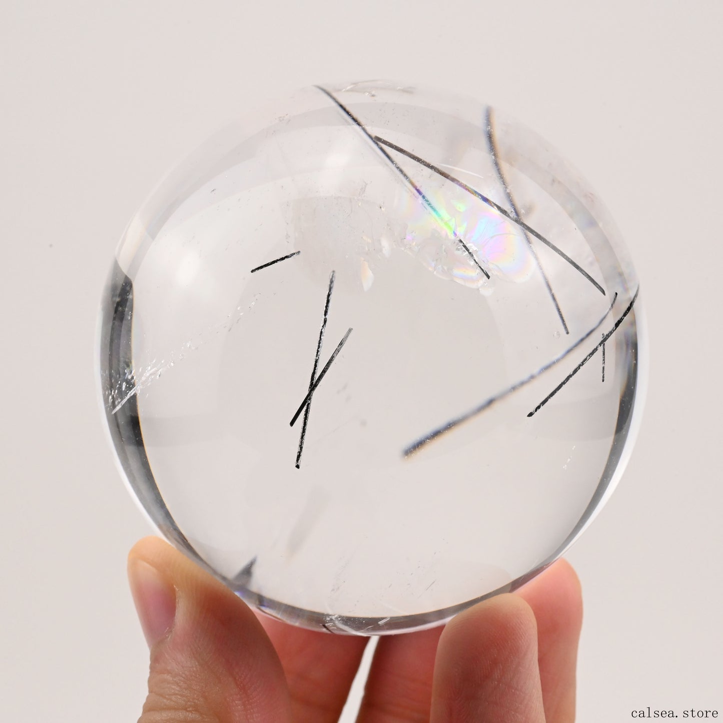 2.68'' Black Rutile,Tourmaline Sphere Crystal Healing Hand Carved Crystal Ball