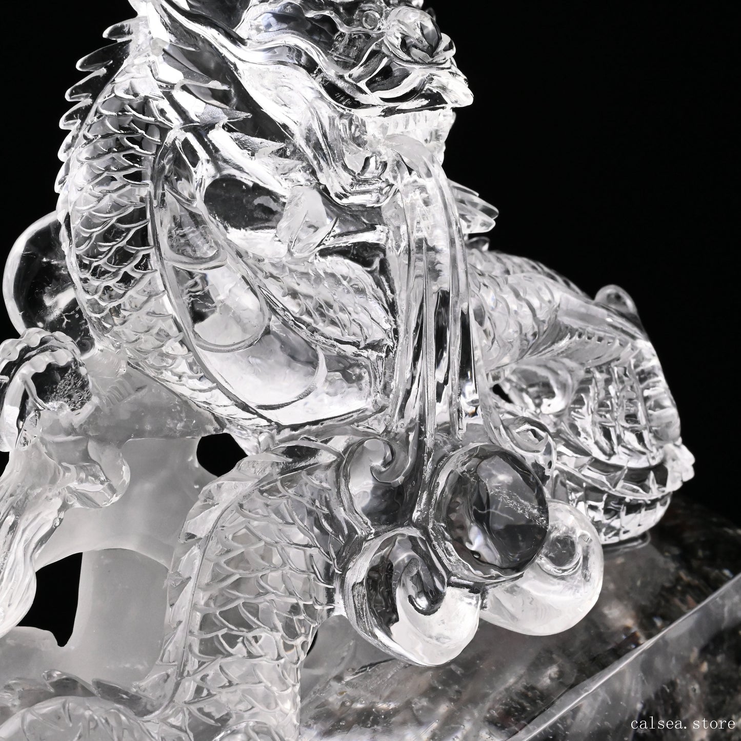 7.04'' Gardenquartz,Lodalite Dragon Sculpture Hand Carved Super Realistic