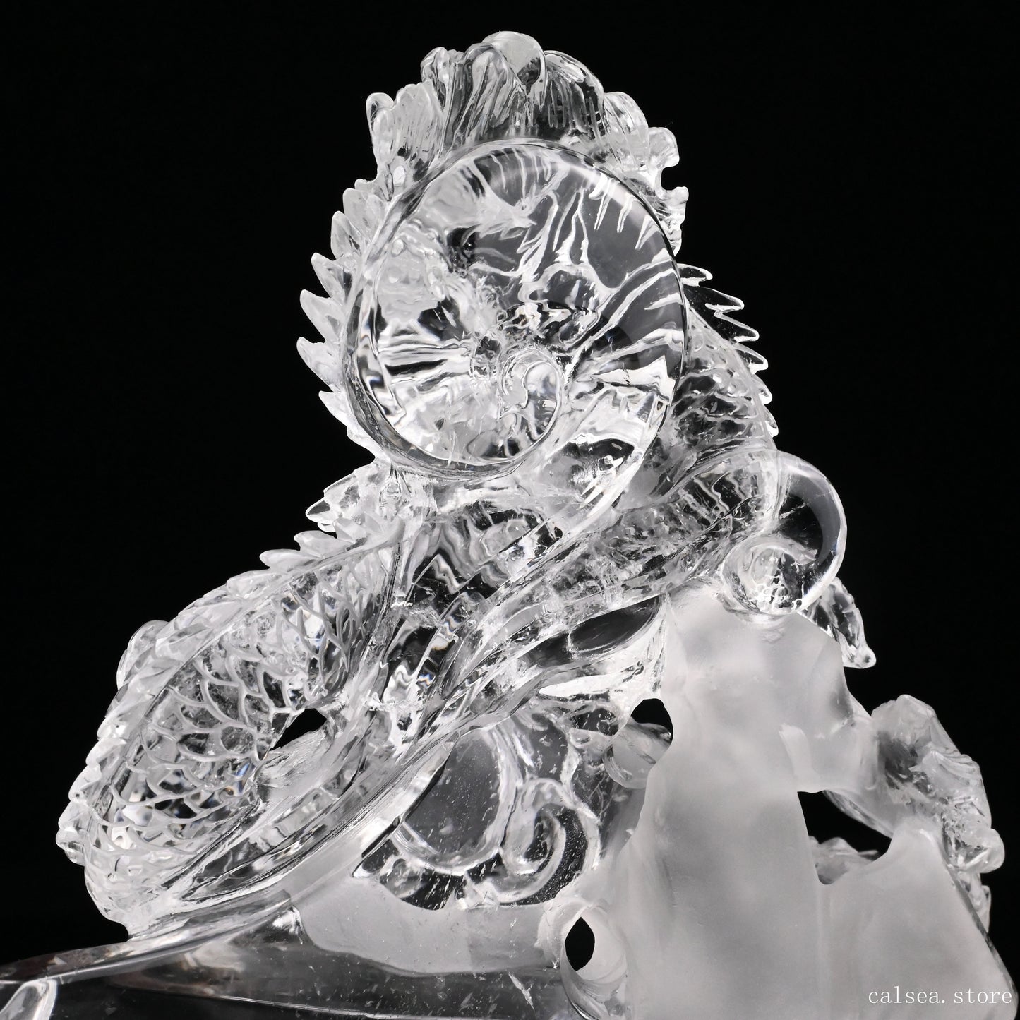 7.04'' Gardenquartz,Lodalite Dragon Sculpture Hand Carved Super Realistic