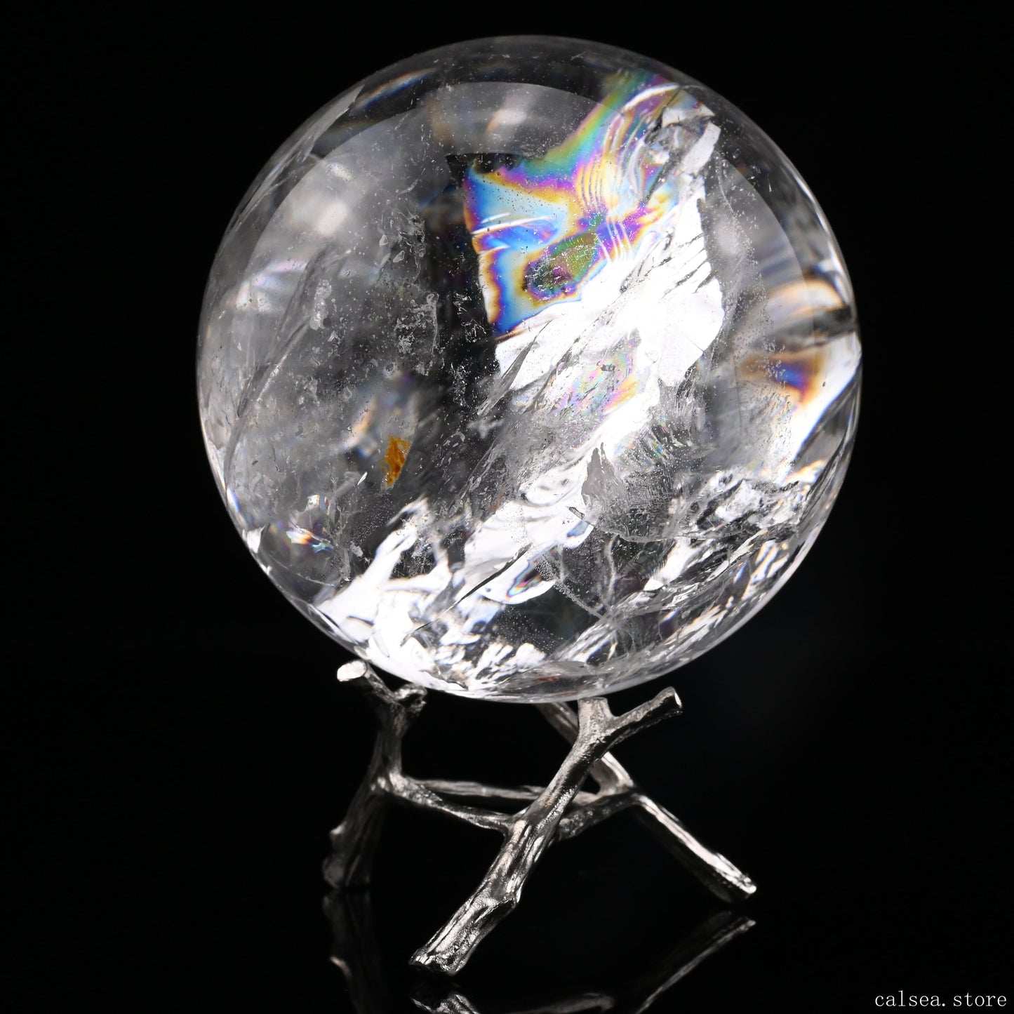 3.26'' Stunning Rainbow Clearquartz Sphere Crystal Healing Hand Carved Sphere/Ball