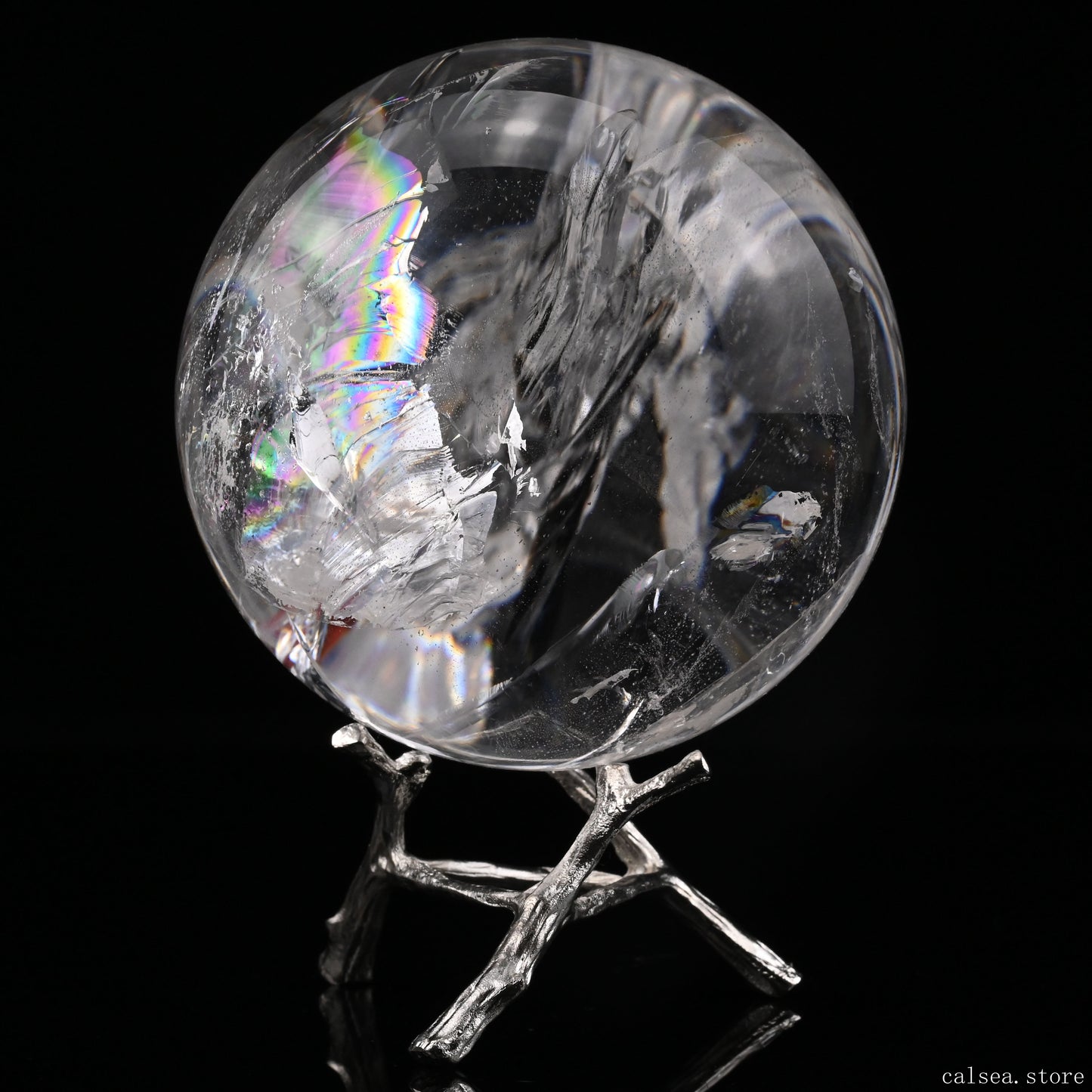 3.26'' Stunning Rainbow Clearquartz Sphere Crystal Healing Hand Carved Sphere/Ball