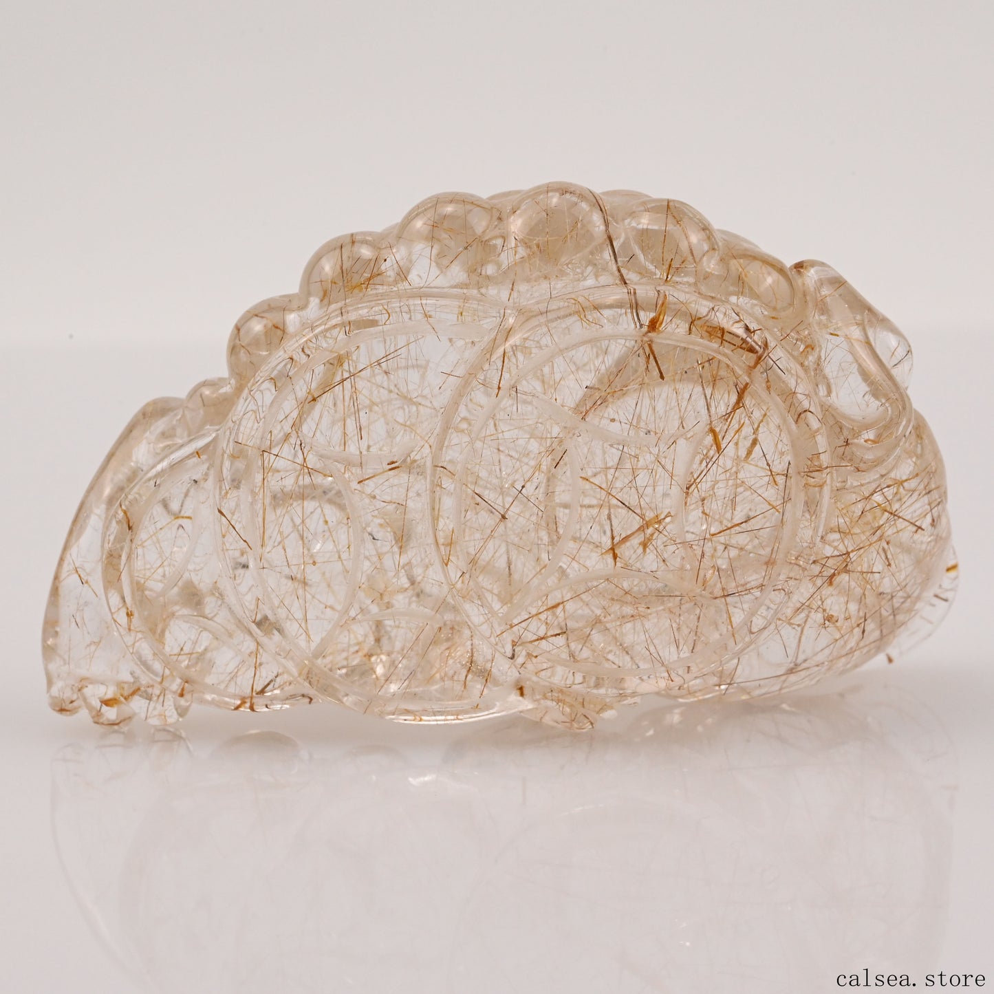 Golden Rutile,Rutilated Money Toad Sculpture,Hand Carved