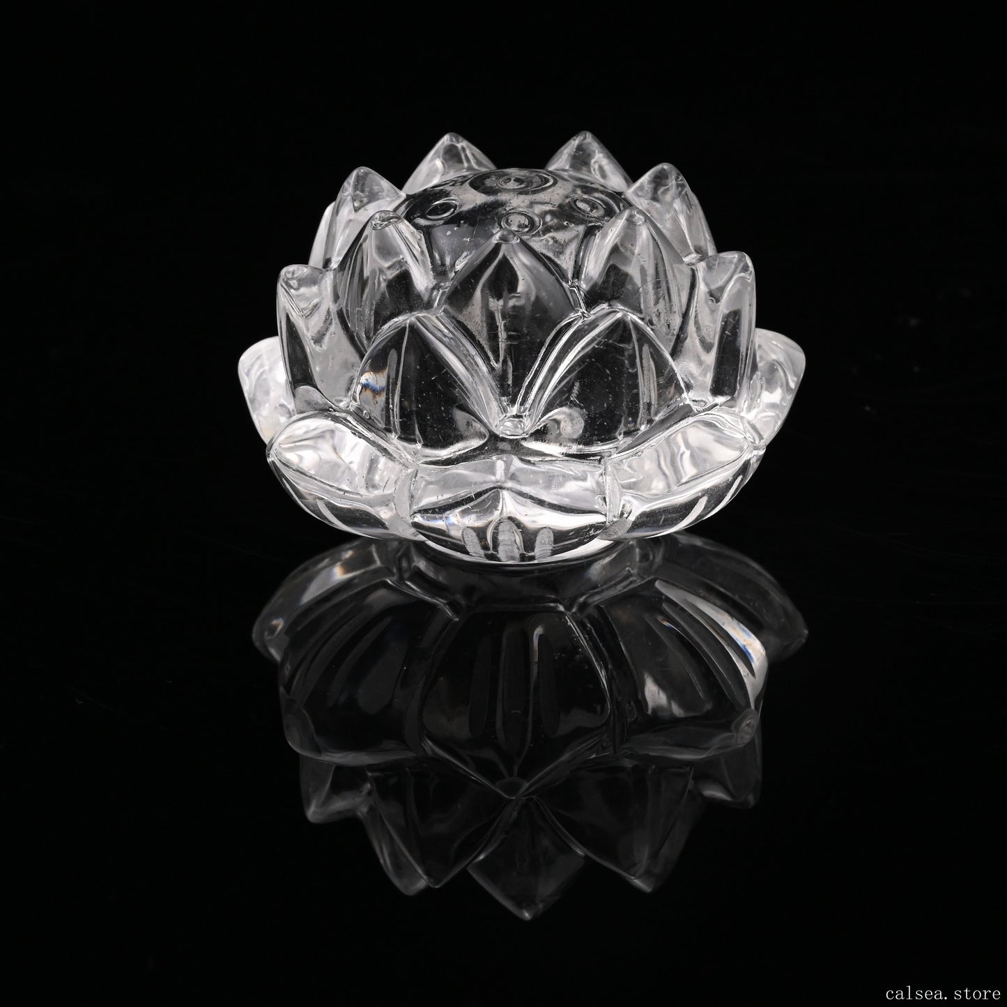 Clearquartz Lotus Flower Sculpture Crystal Healing Hand Carved
