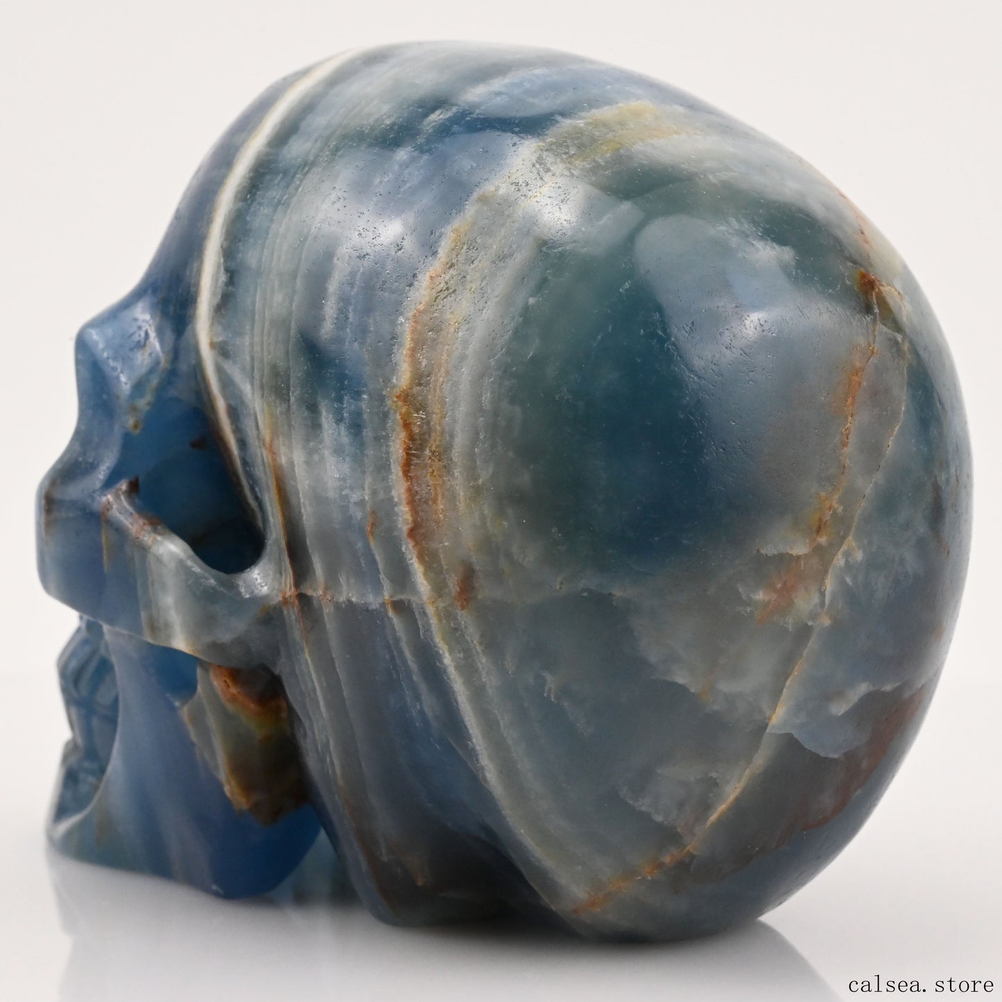 Blue Onyx Hand Carved Crystal Skull Sculpture Crystal Healing Super Realistic