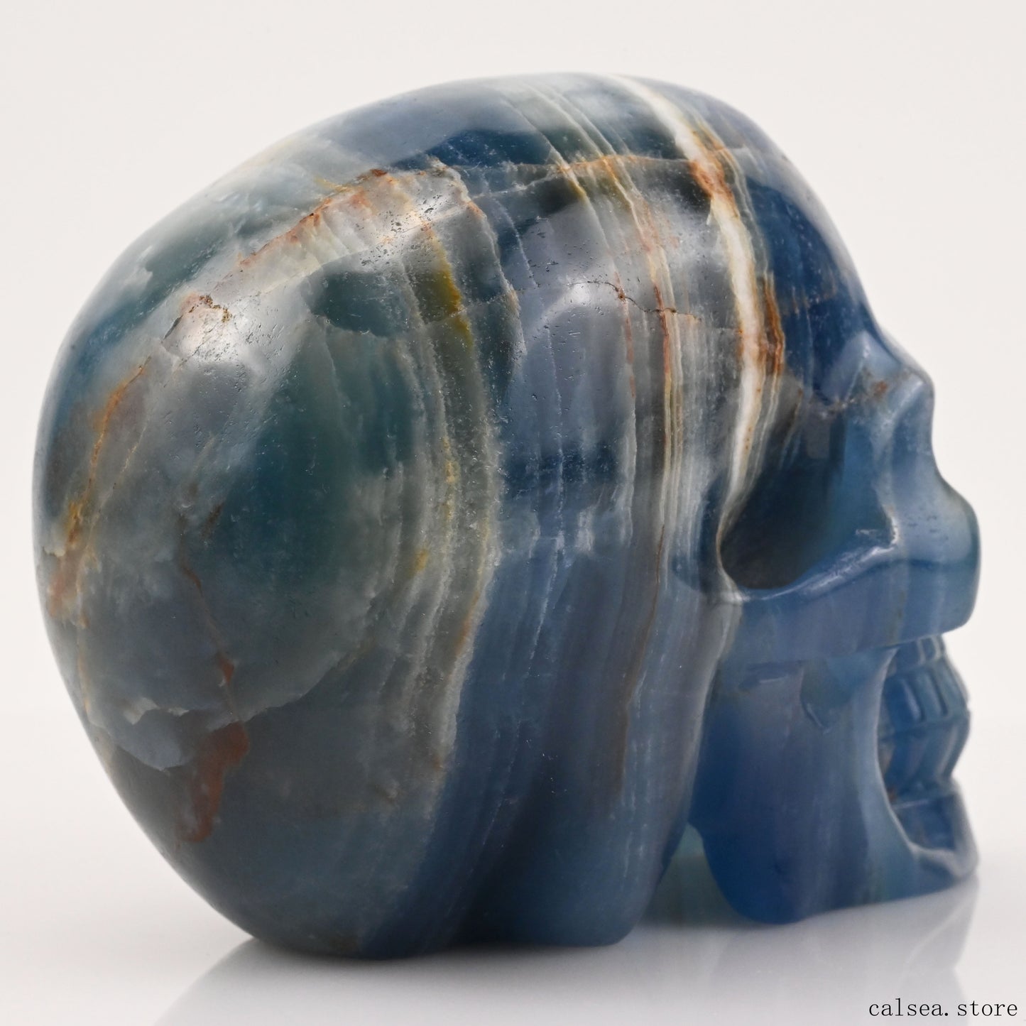 Blue Onyx Hand Carved Crystal Skull Sculpture Crystal Healing Super Realistic