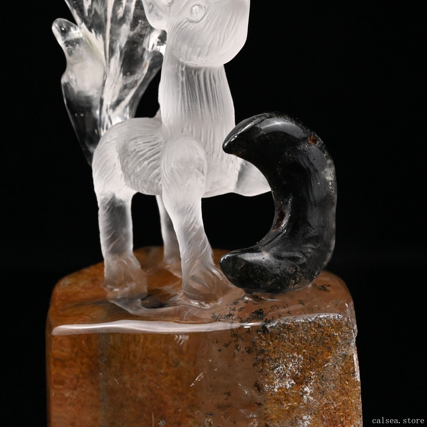 Gardenquartz Nine Tail Fox Sculpture Crystal Healing Hand Carved Crystal Super Realistic