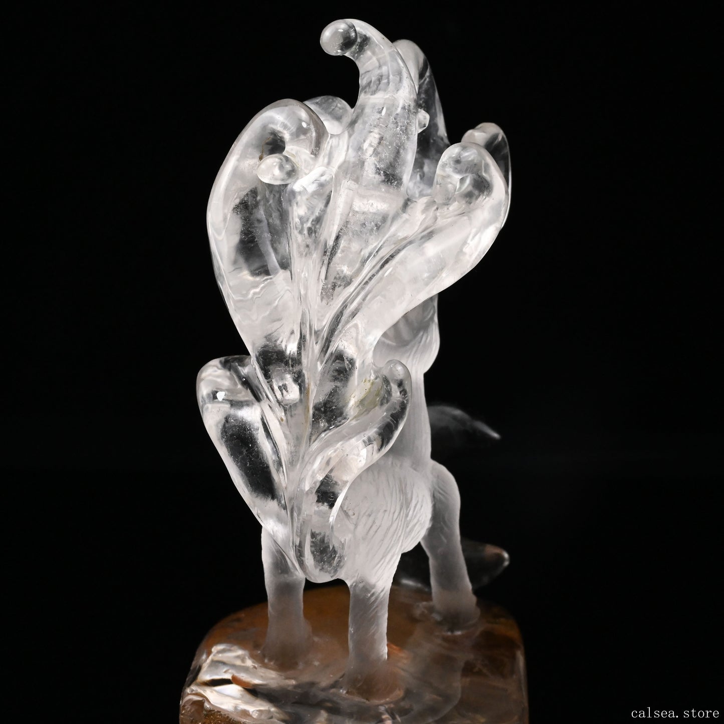 Gardenquartz Nine Tail Fox Sculpture Crystal Healing Hand Carved Crystal Super Realistic